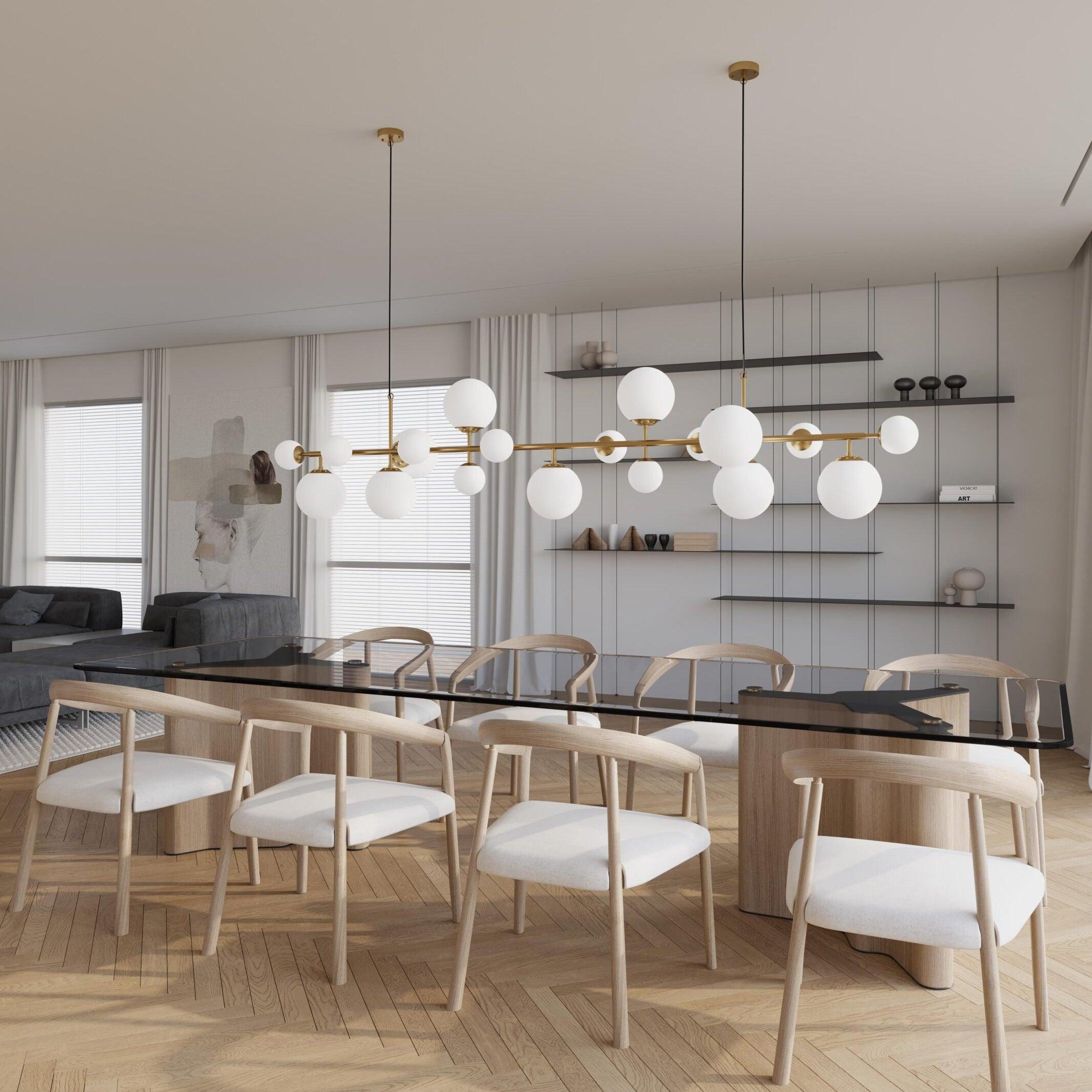 Solara Chandelier Laiton Verre Globe - Neutralighting