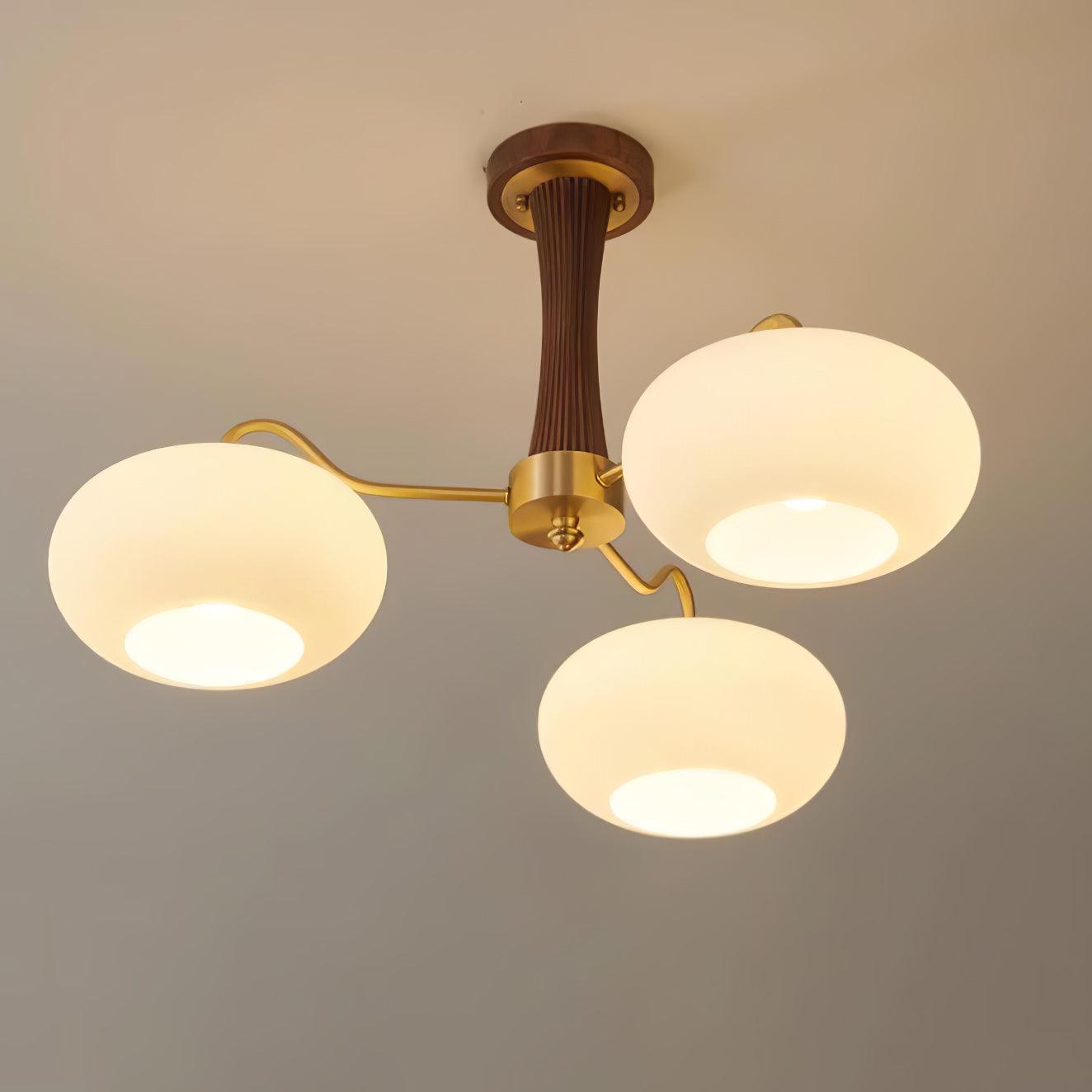 Candy Lustre Kaki en Laiton, Bois et Verre