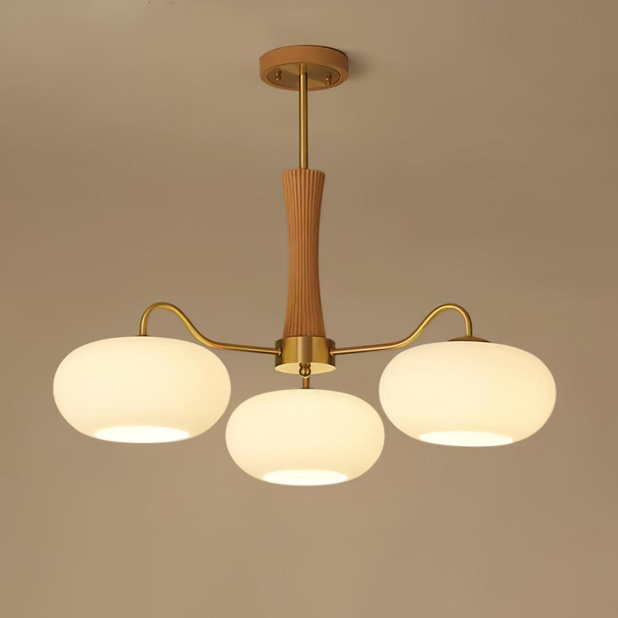 Candy Lustre Kaki en Laiton, Bois et Verre