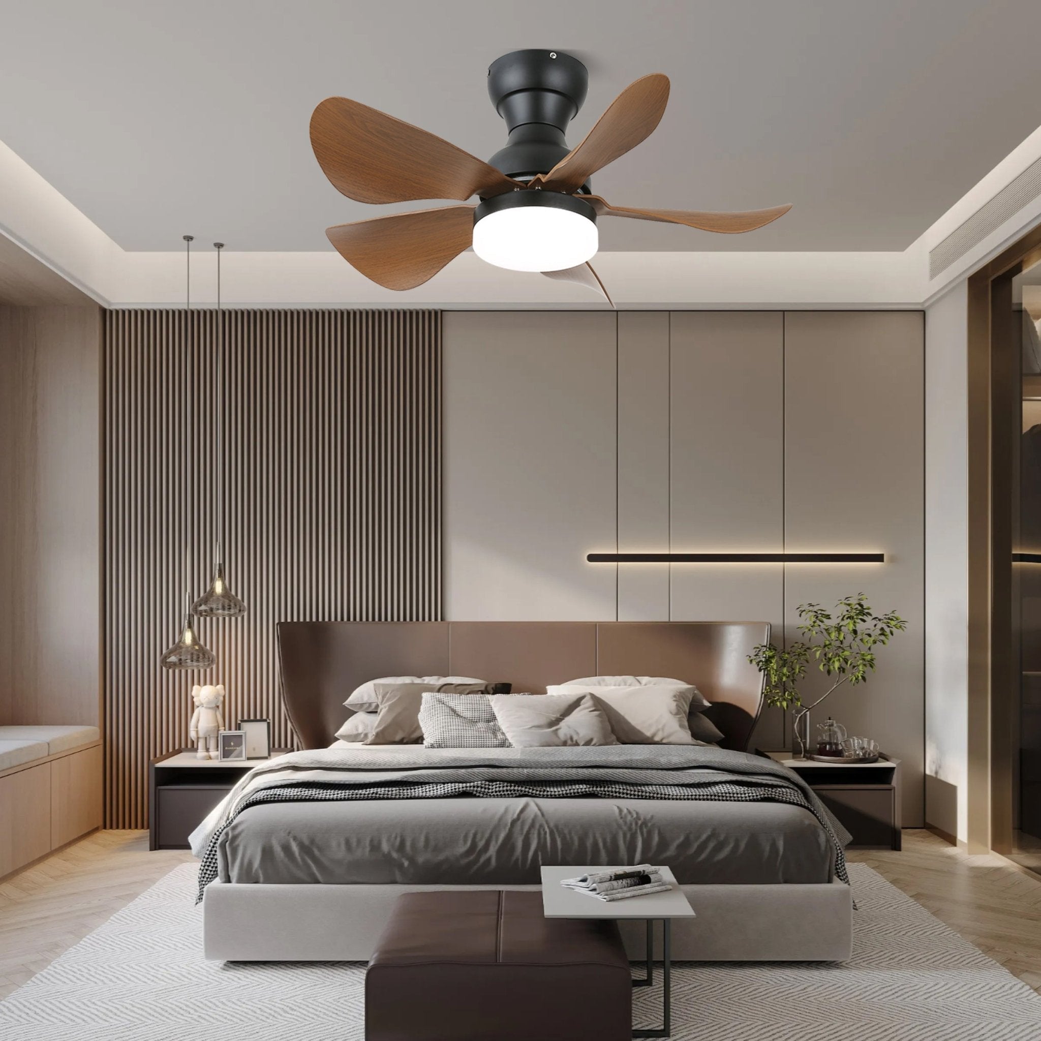 Ventilateur de plafond Callen en bois avec télécommande