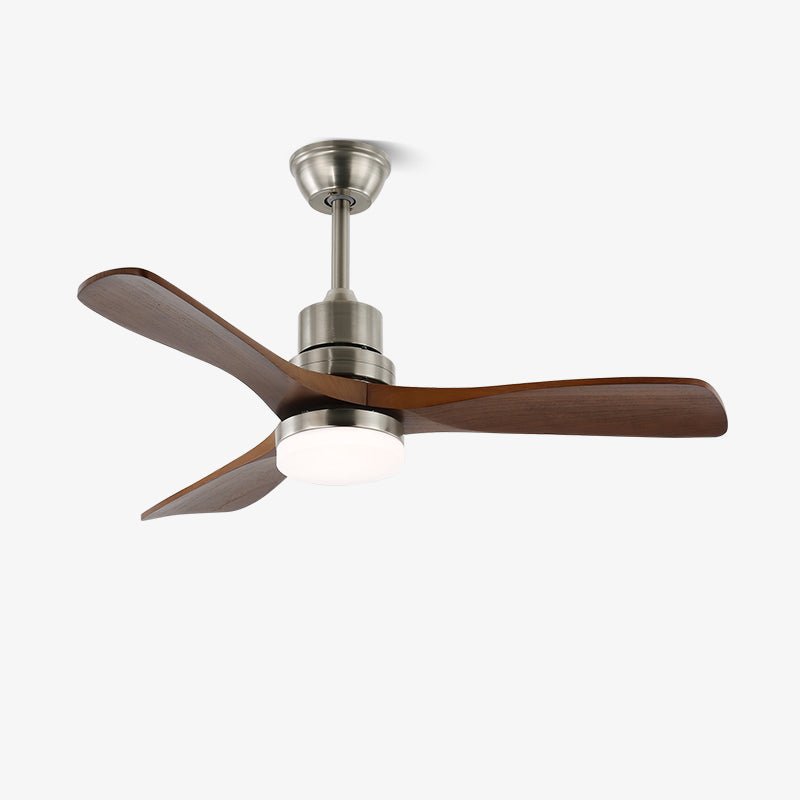 Ventilateur de plafond moderne Kaelen en bois avec pales en bois