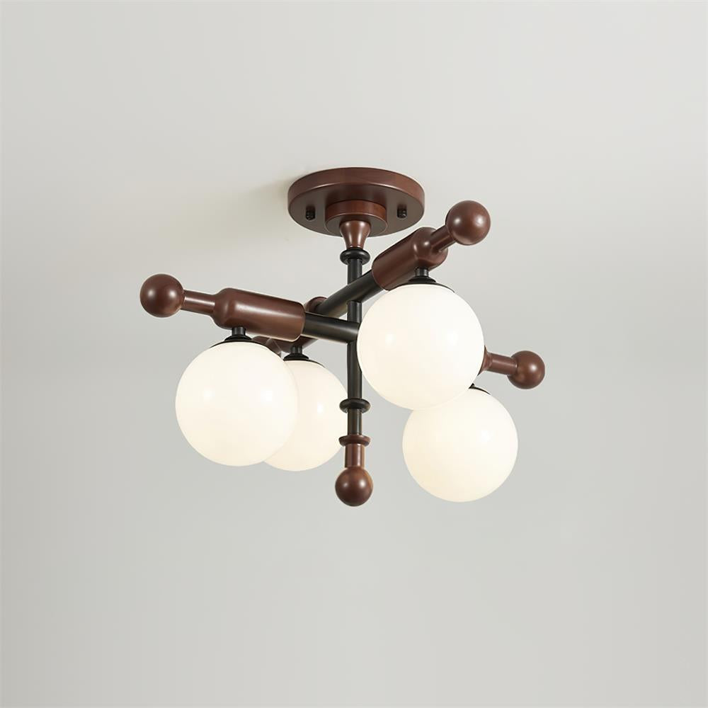 Briette Ceiling Light Wood Glass Globe Mid Century - Letslighting