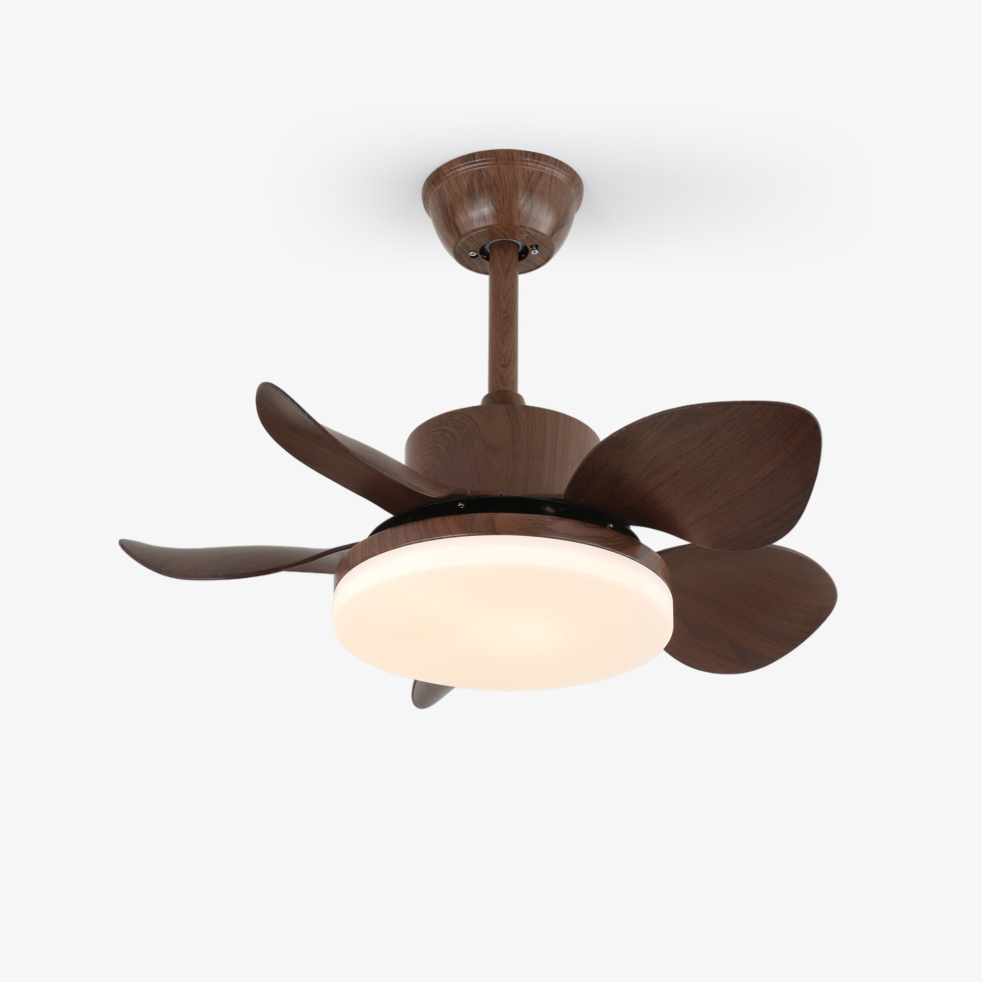 Plafonnier Ventilateur Alenya en bois, vue de face