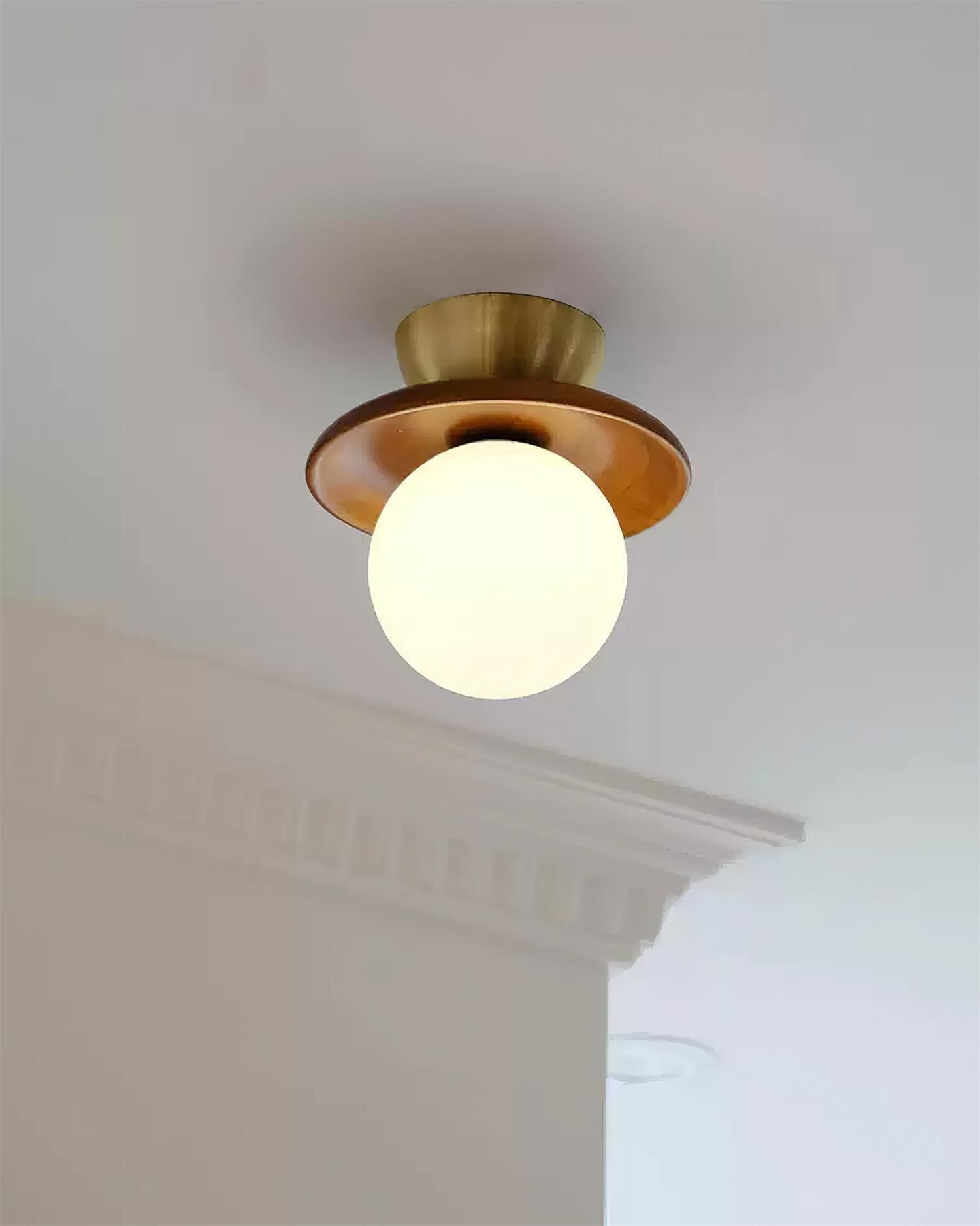 Dune Plafonnier Moderne en Verre Laiton Noyer - Neutralighting