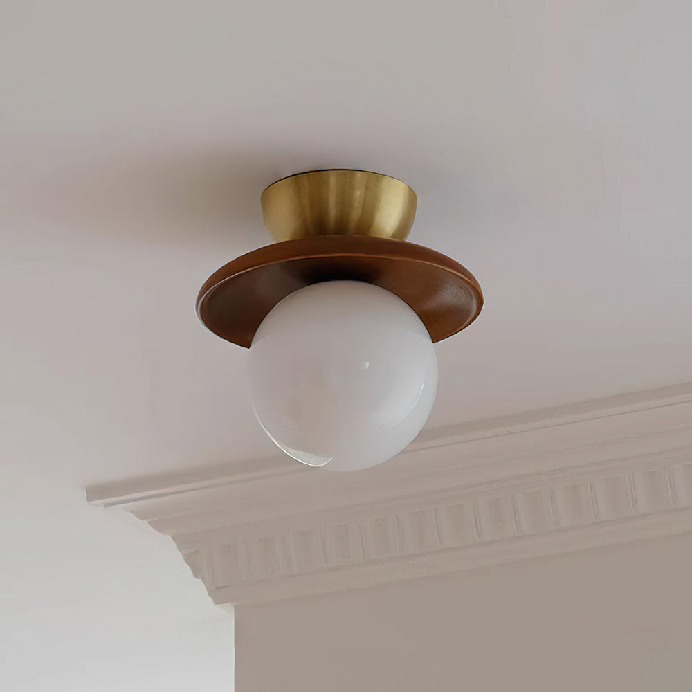 Dune Plafonnier Moderne en Verre Laiton Noyer - Neutralighting