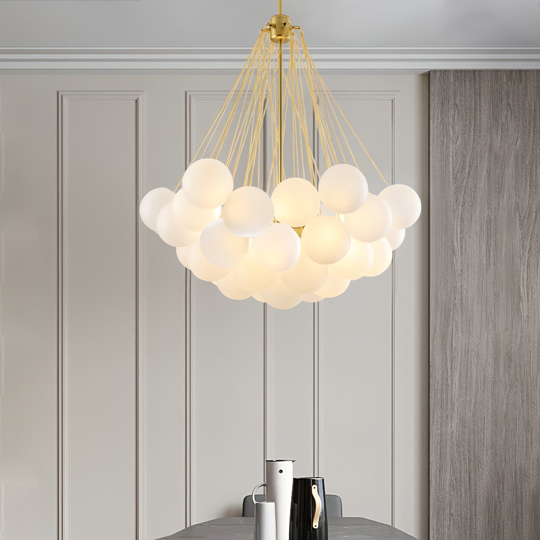 Lustra Chandelier Bulles en Verre Satiné - Neutralighting