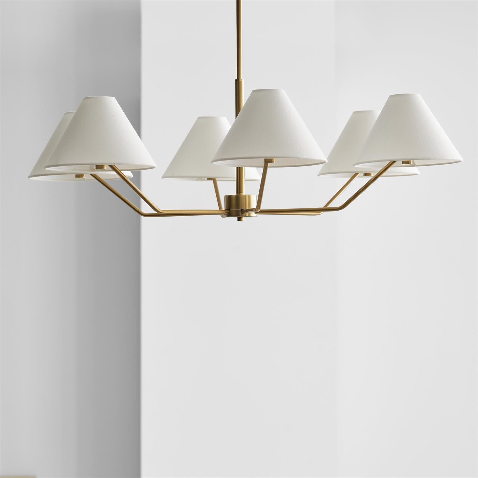 Lustra Chandelier en Laiton Abat-jours en Tissu en Forme de Cône Moderne - Neutralighting