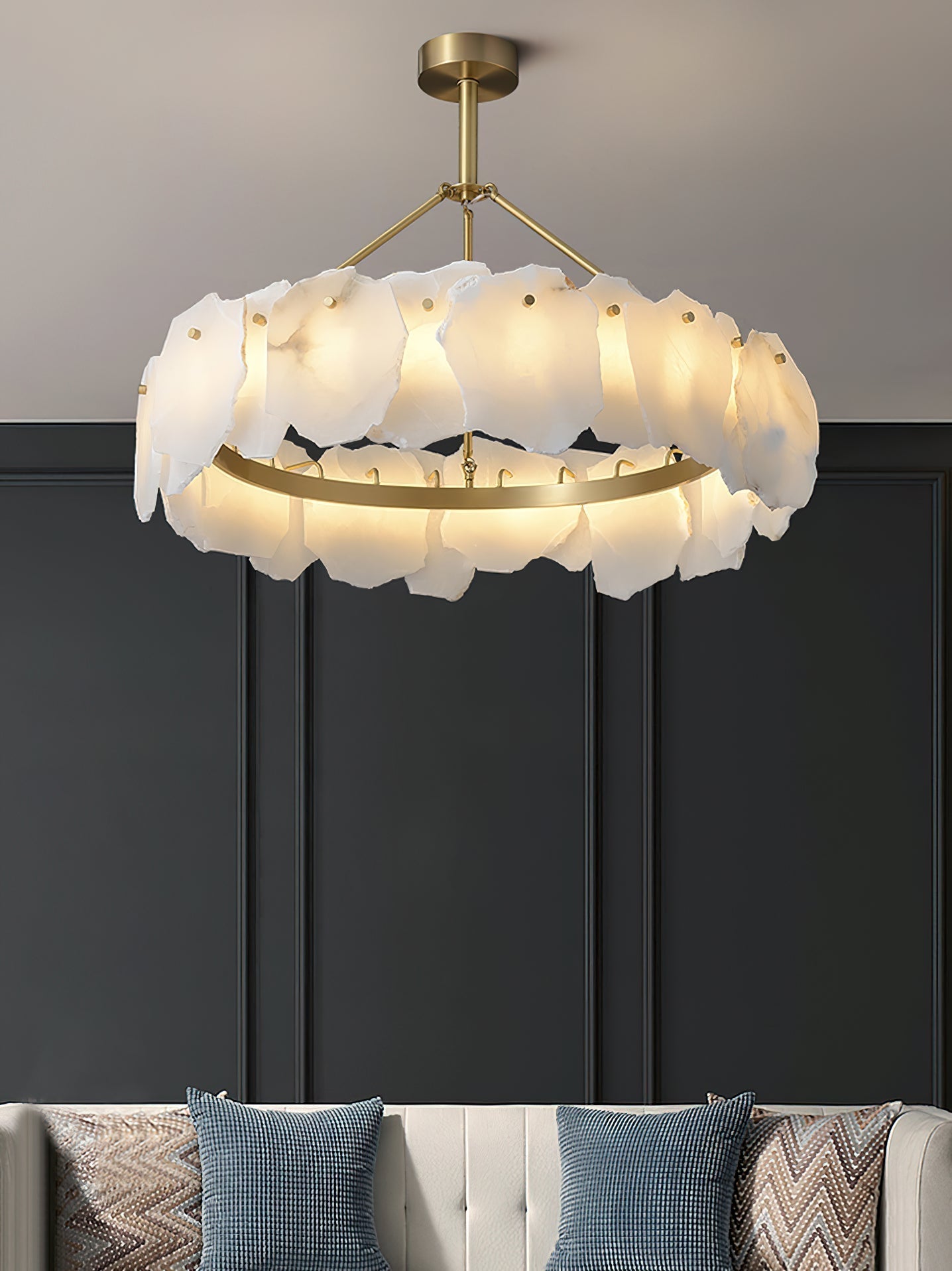 Cryon Lustre en laiton et alabastre Style luxueux postmoderne - Neutralighting