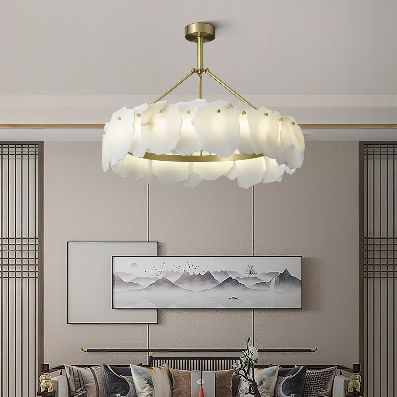 Cryon Lustre en laiton et alabastre Style luxueux postmoderne - Neutralighting