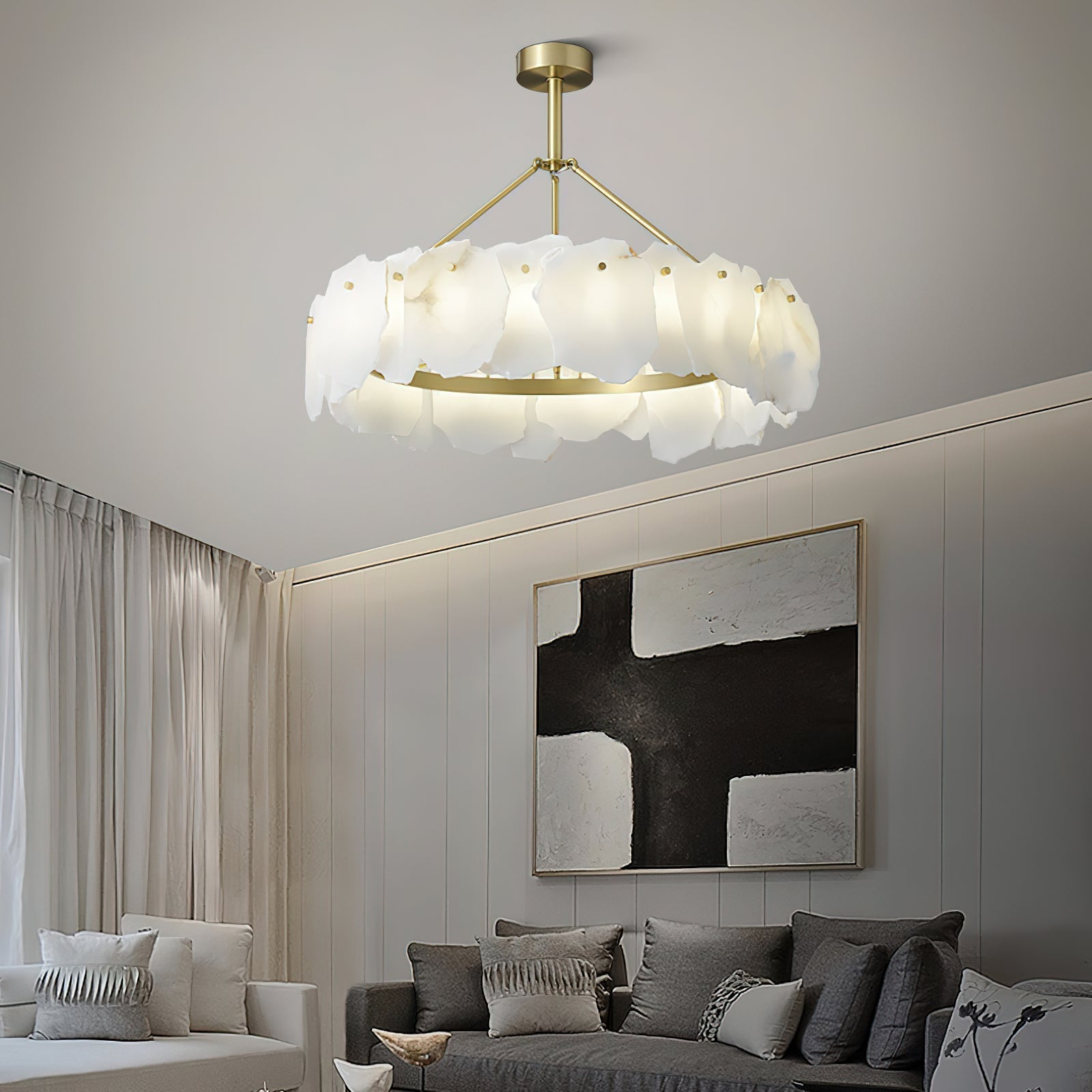 Cryon Lustre en laiton et alabastre Style luxueux postmoderne - Neutralighting