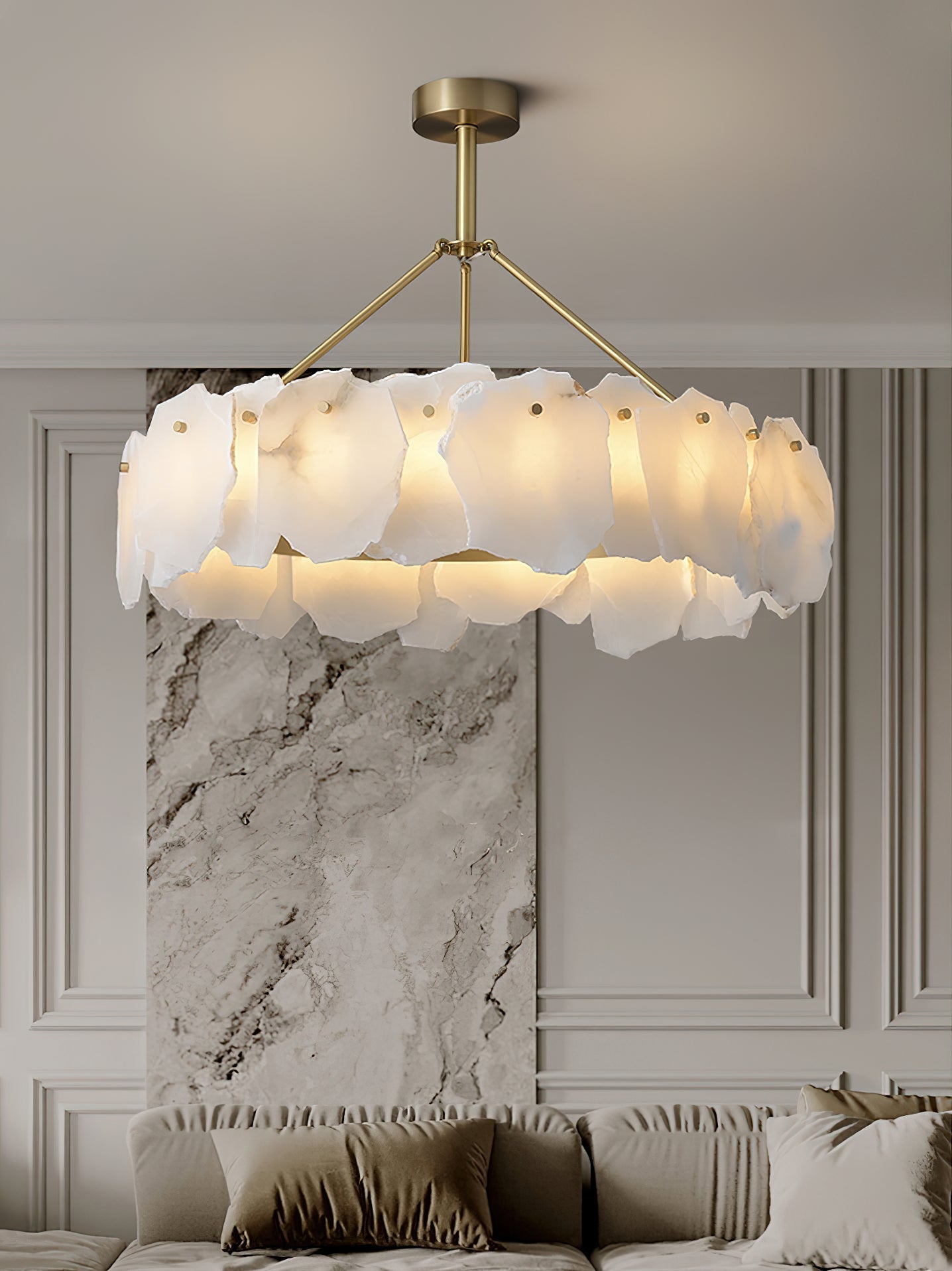 Cryon Lustre en laiton et alabastre Style luxueux postmoderne - Neutralighting