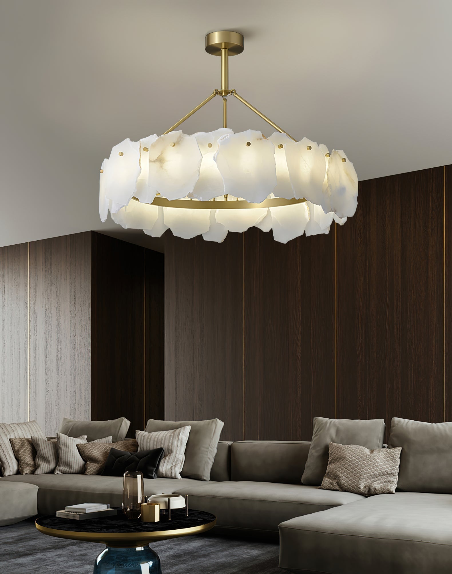 Cryon Lustre en laiton et alabastre Style luxueux postmoderne - Neutralighting