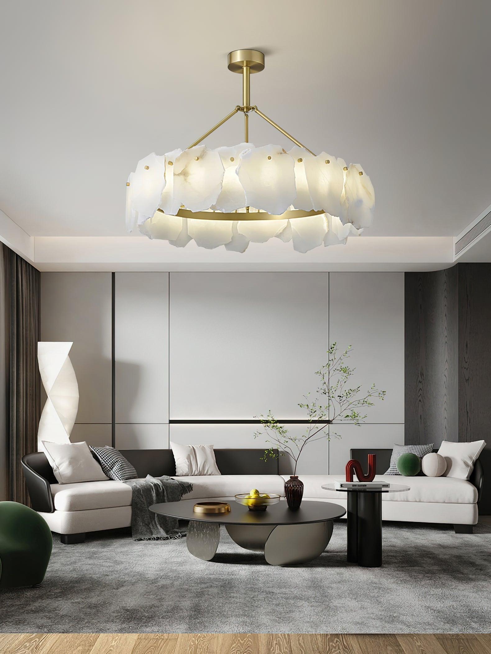Cryon Lustre en laiton et alabastre Style luxueux postmoderne - Neutralighting