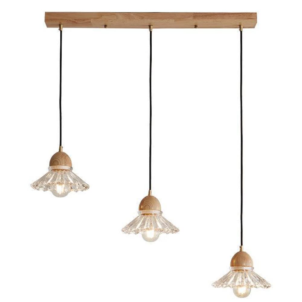 Valentina Rétro LED Suspension Bois Verre Salon/Chambre À Coucher - Neutralighting