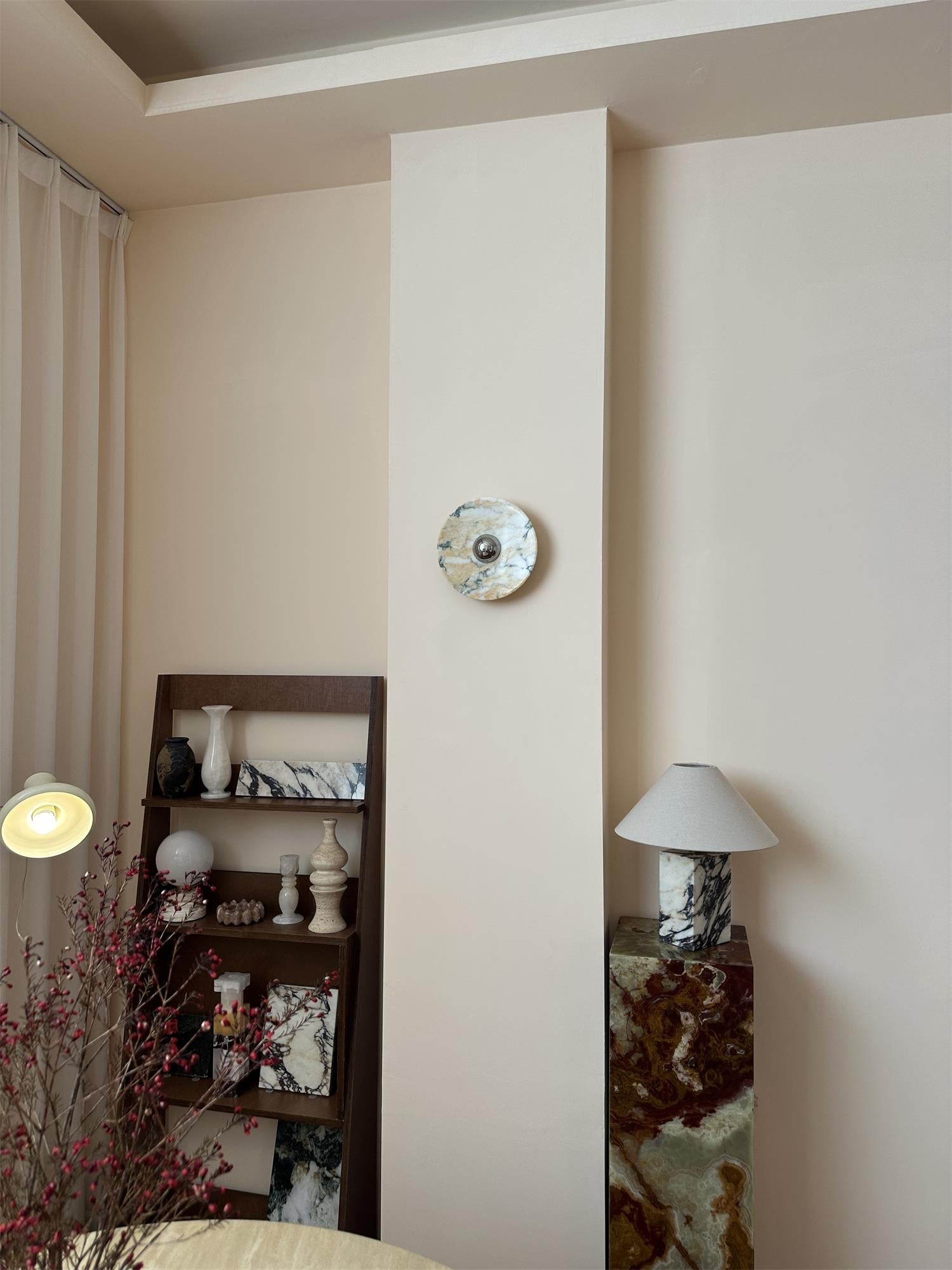 Alter Modern Minimalist Round Marble Metal Sconce Wall Lamp - Lamp Copper