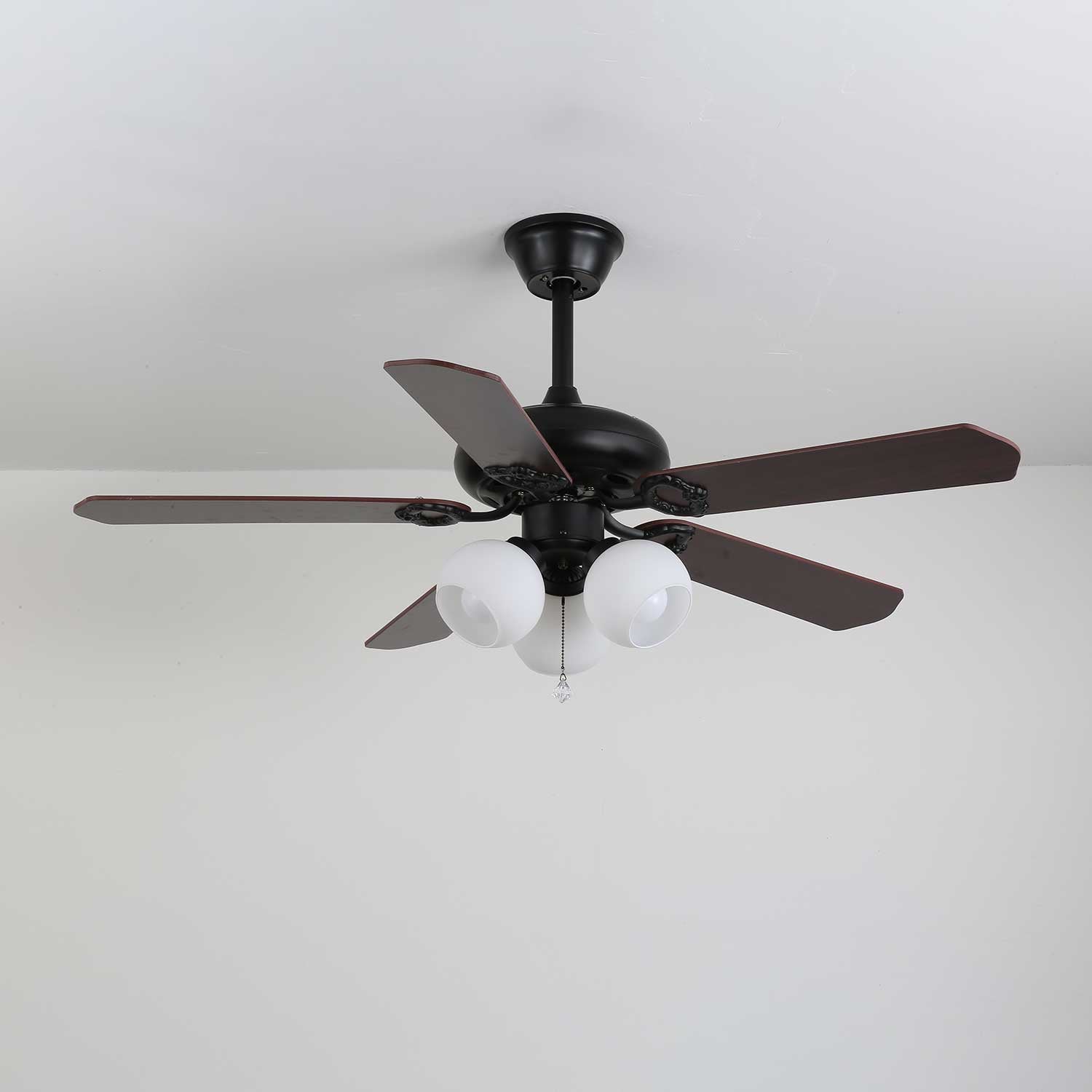 Plafonnier Ventilateur Calviera en Bois et Verre Vintage