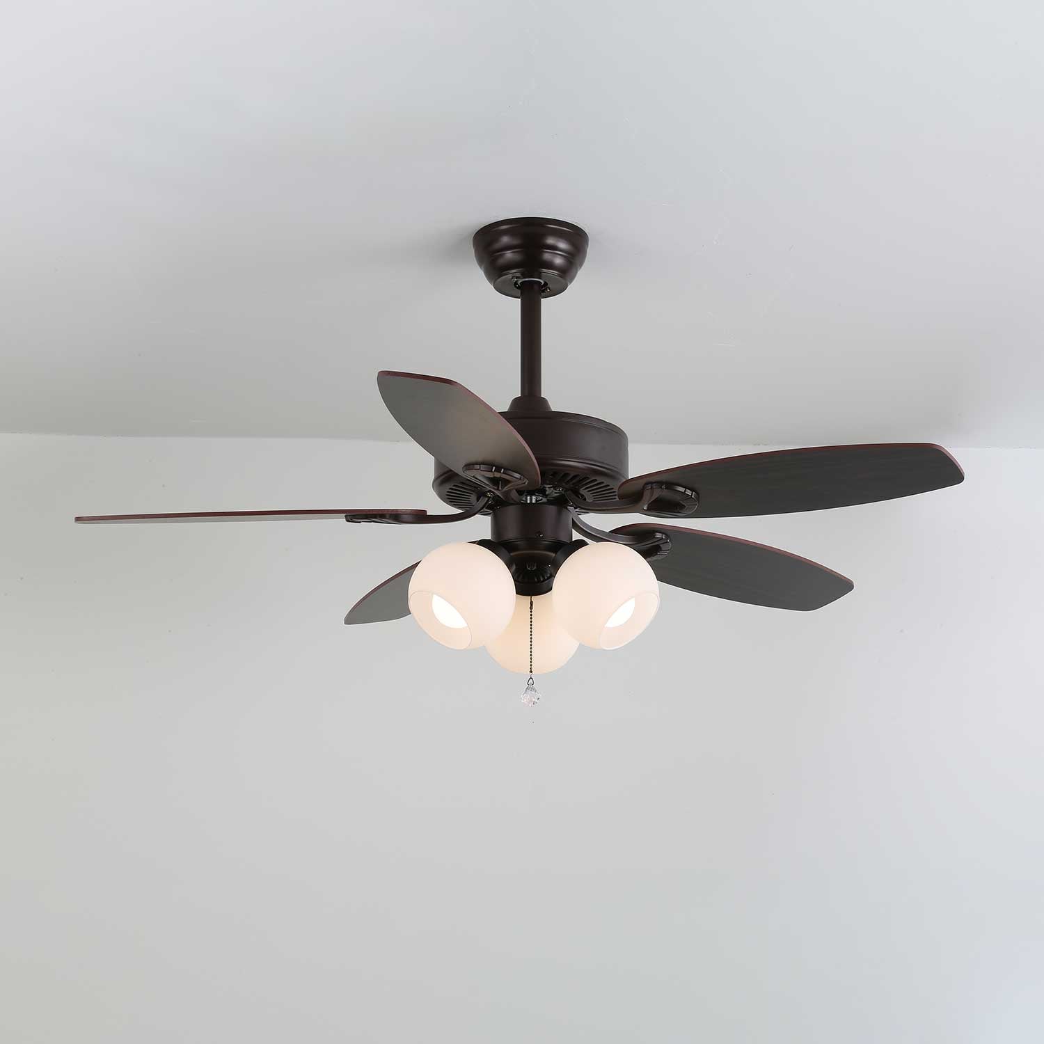 Plafonnier Ventilateur Calviera en Bois et Verre Vintage, esthétique vintage