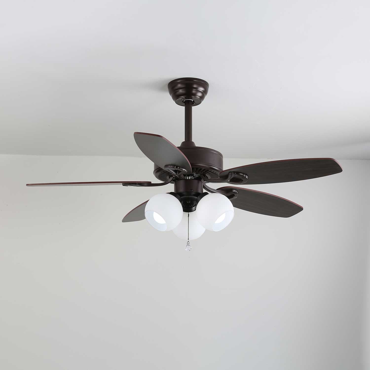 Plafonnier Ventilateur Calviera en Bois et Verre Vintage, pour intérieurs modernes et classiques