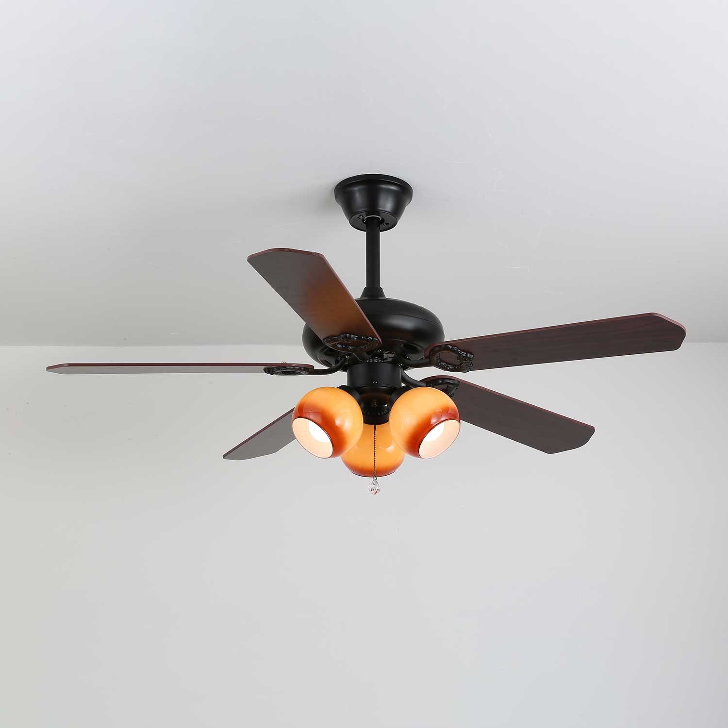 Plafonnier Ventilateur Calviera en Bois et Verre Vintage, dimensions du produit