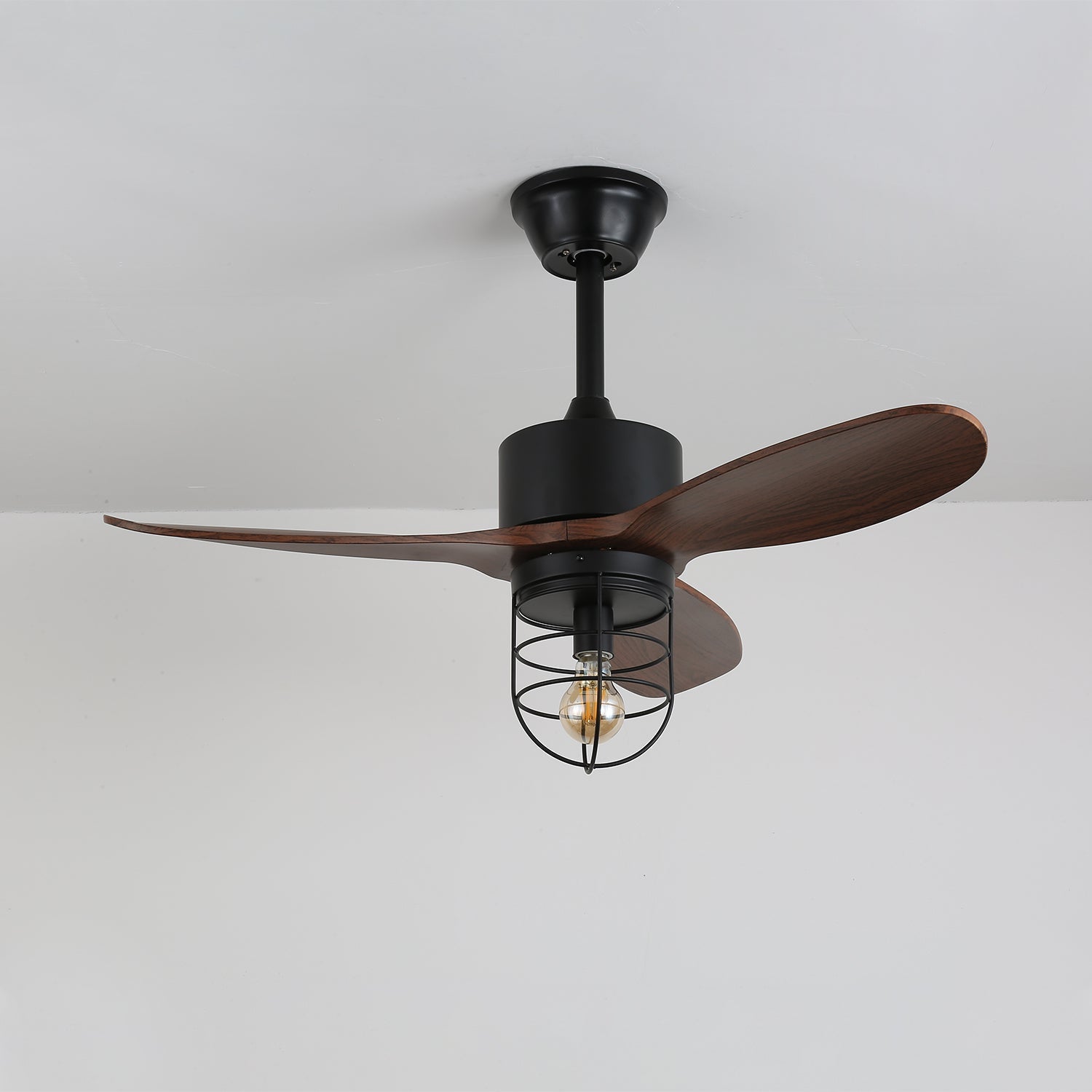 Schéma des dimensions du ventilateur de plafond industriel en bois Brisora (Dia 91cm x H 30cm)