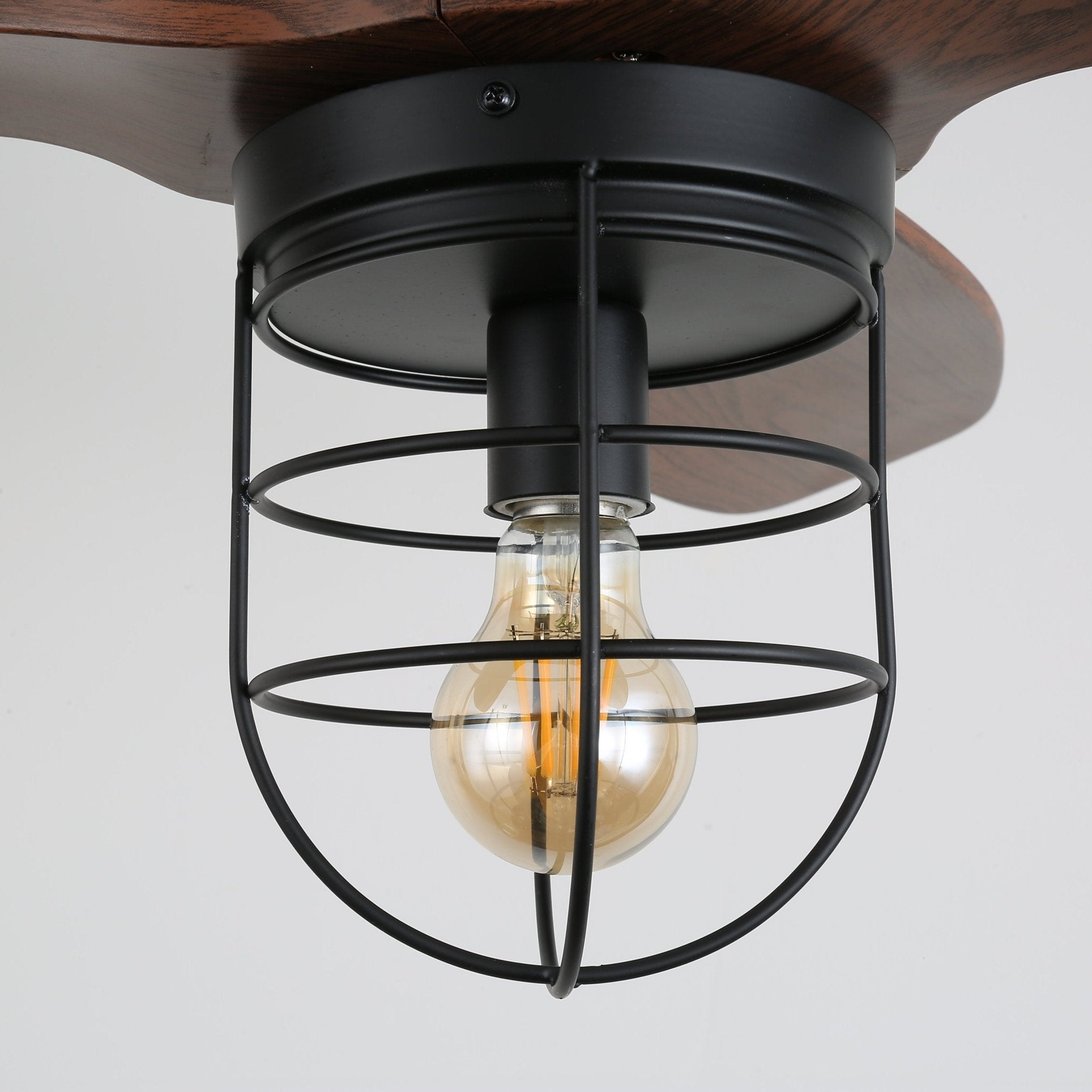 Ventilateur de plafond industriel en bois Brisora compatible avec ampoule LED ou Edison