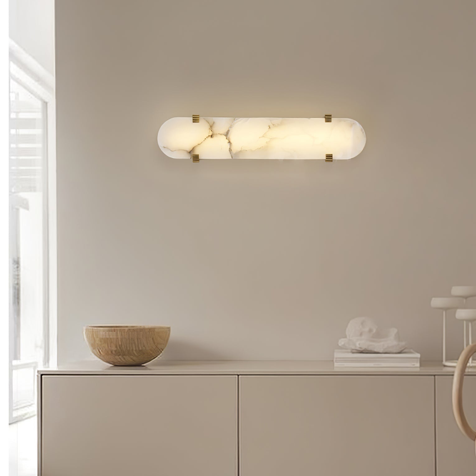 Lunaris Applique Murale Ovale Minimaliste en Albâtre - Neutralighting
