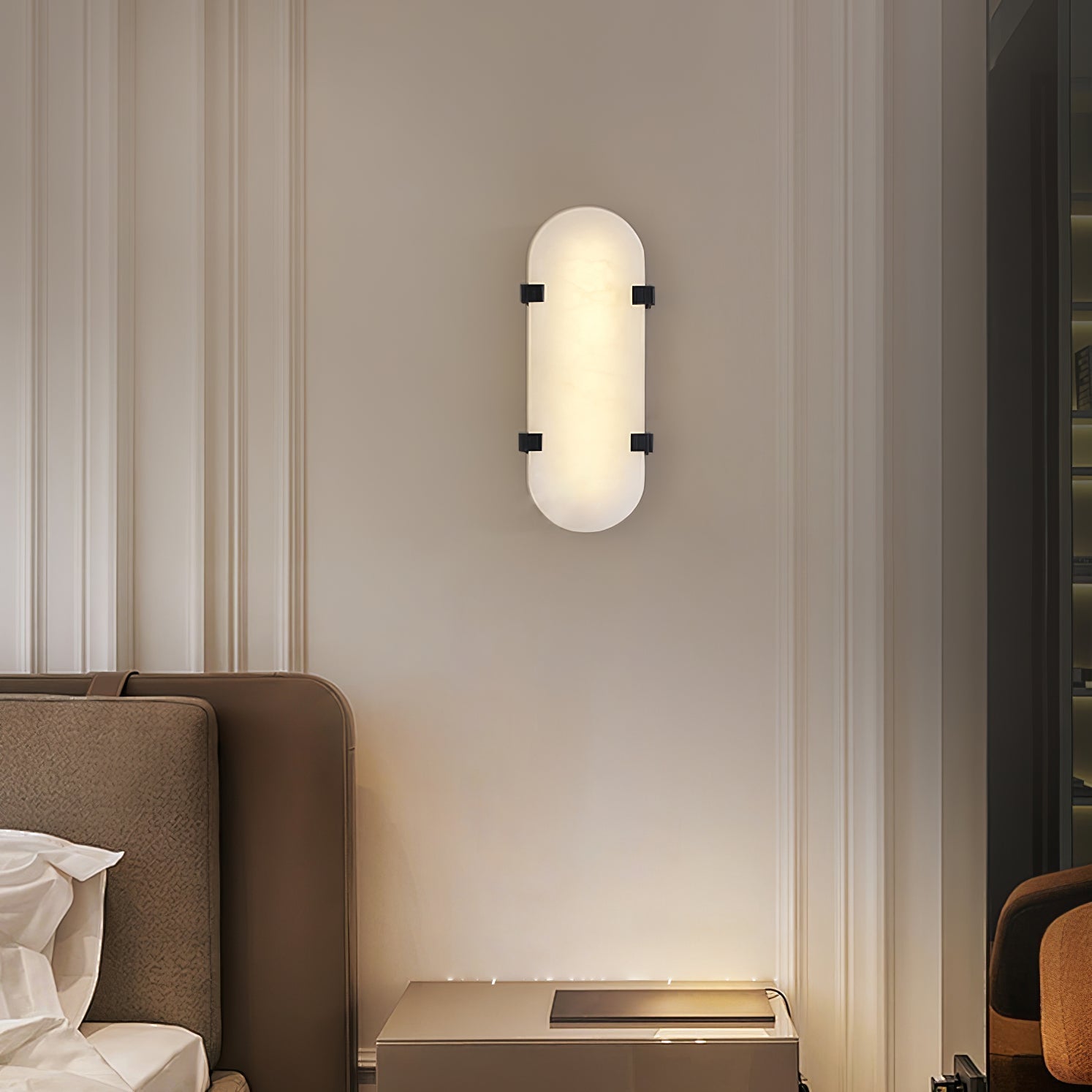 Lunaris Applique Murale Ovale Minimaliste en Albâtre - Neutralighting