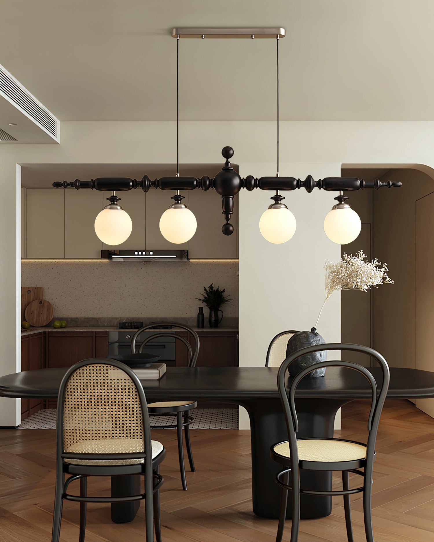 Isilira Suspension linéaire classique en bois et verre - Neutralighting