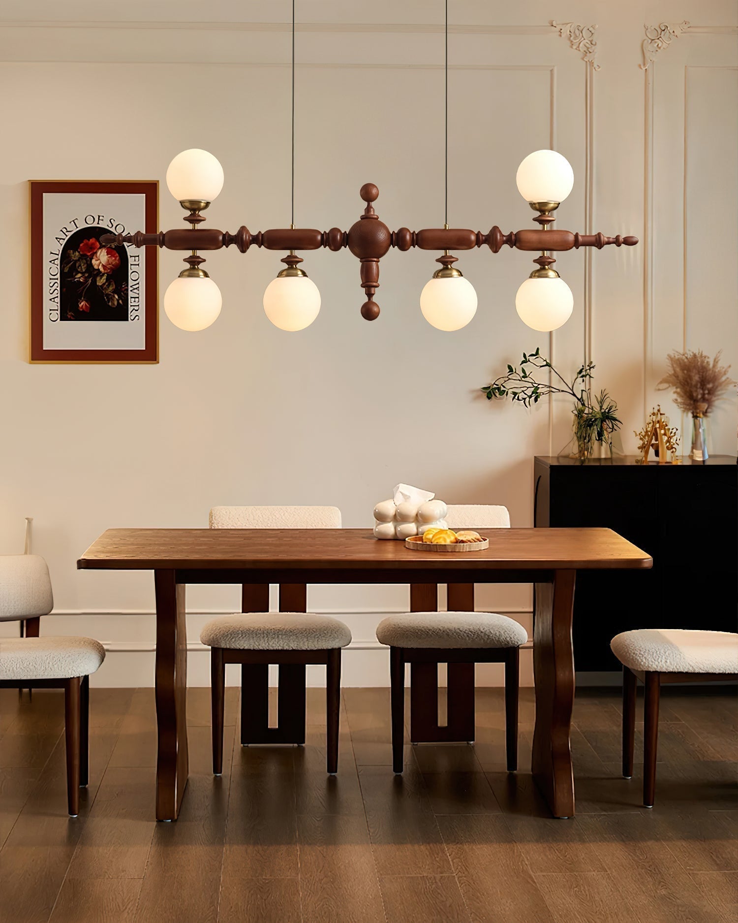 Isilira Suspension linéaire classique en bois et verre - Neutralighting