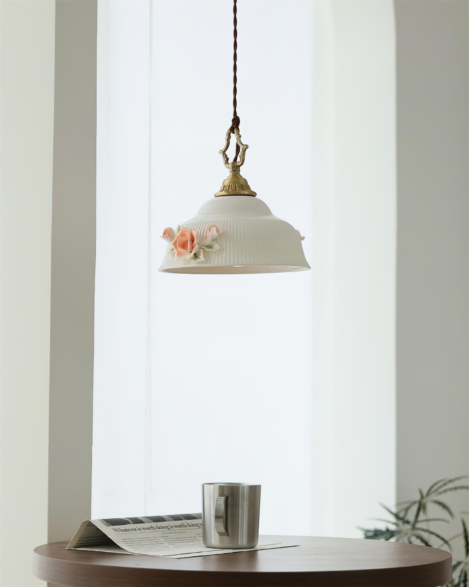 Camellia Lampe Pendante Porcelaine Fleur Romantique - Neutralighting