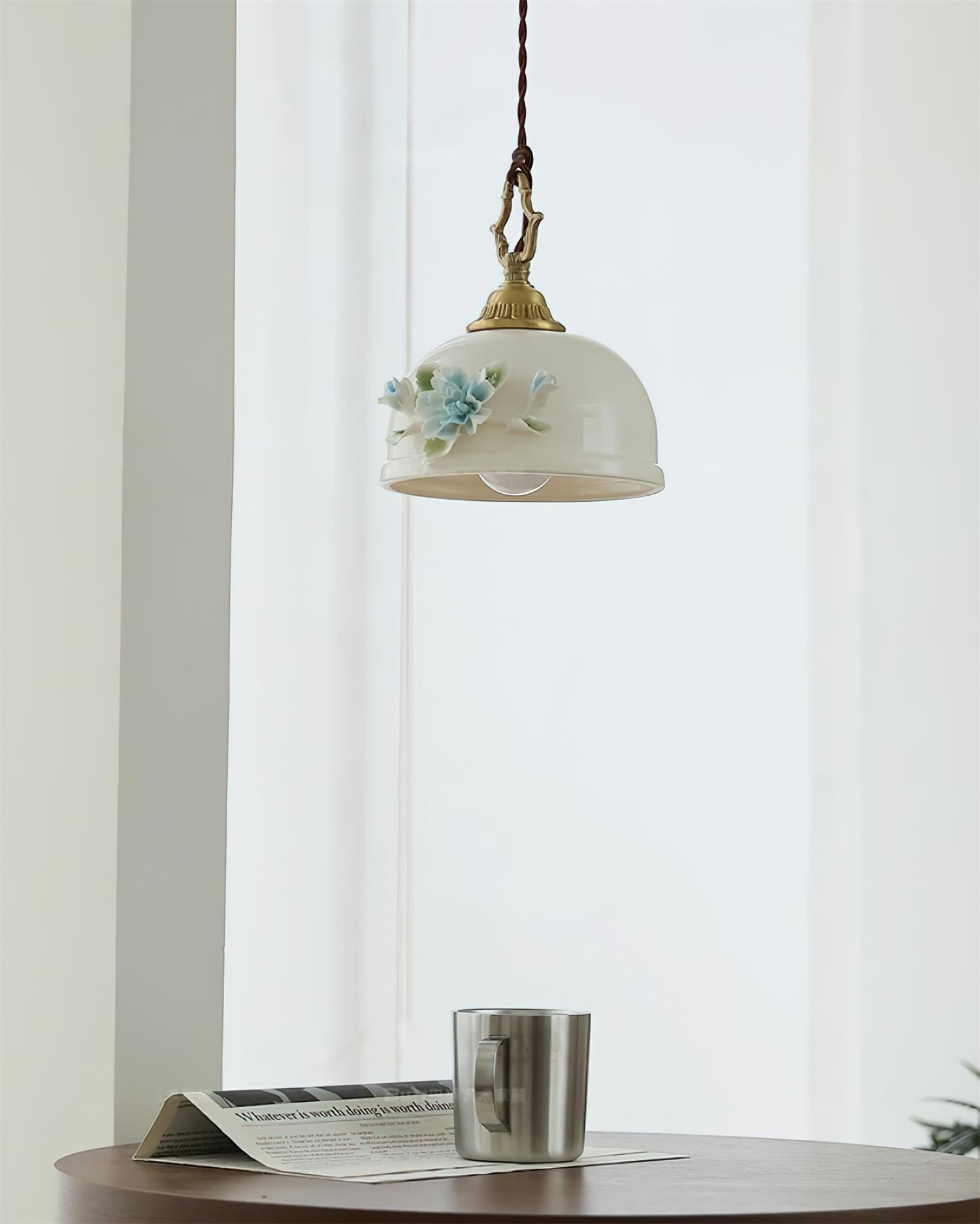 Camellia Lampe Pendante Porcelaine Fleur Romantique - Neutralighting