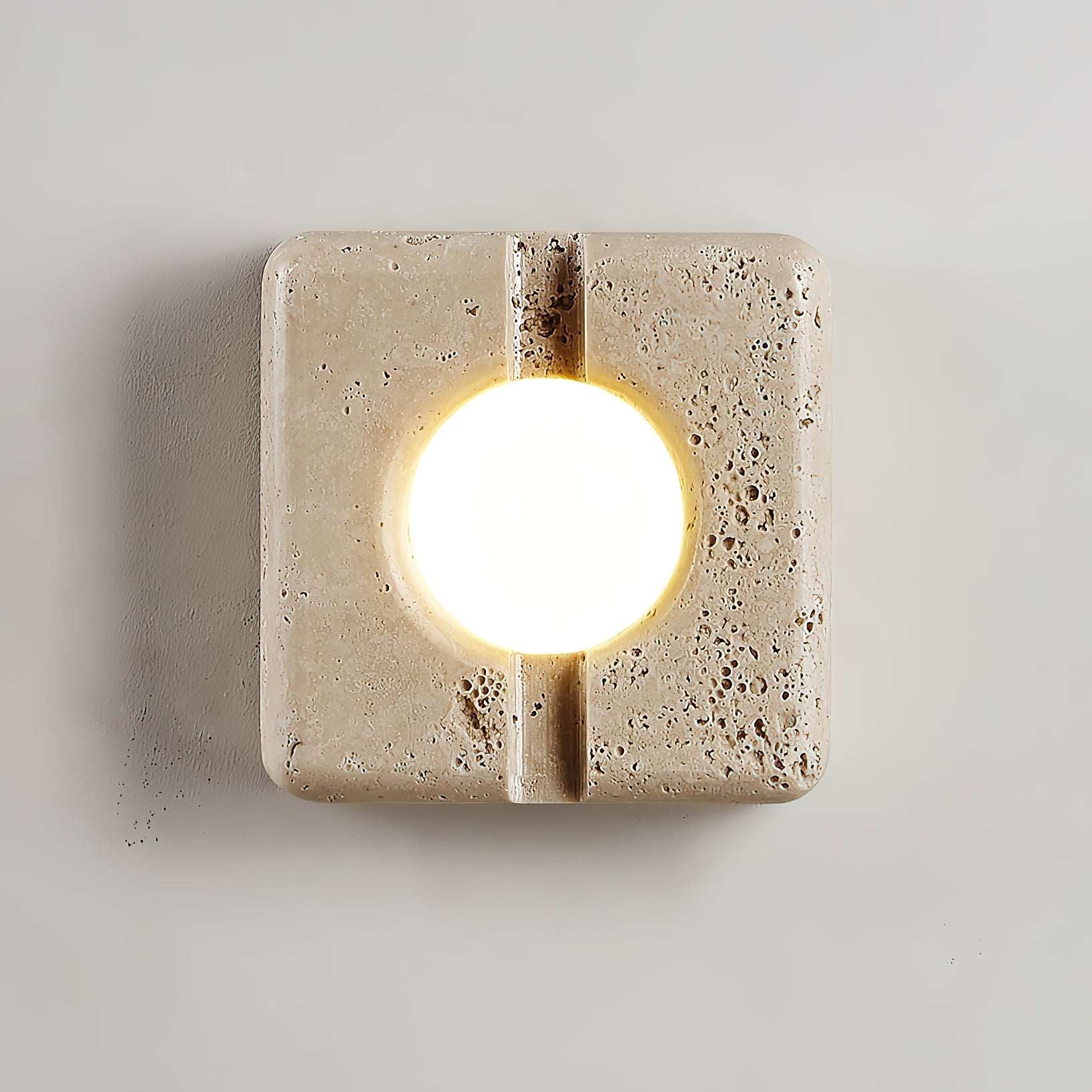 Kosmo Modern Minimalist Clear Travertine Wall Lamp - Lamp Copper