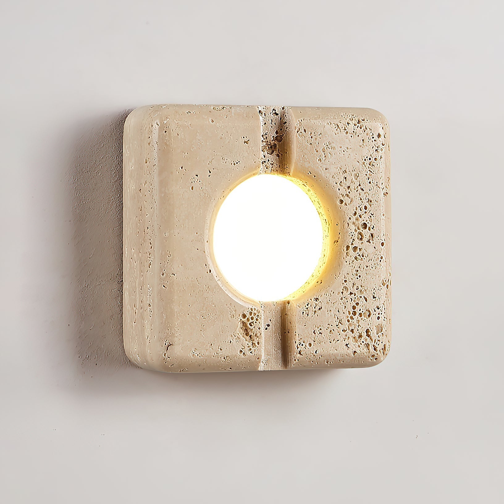 Kosmo Modern Minimalist Clear Travertine Wall Lamp - Lamp Copper