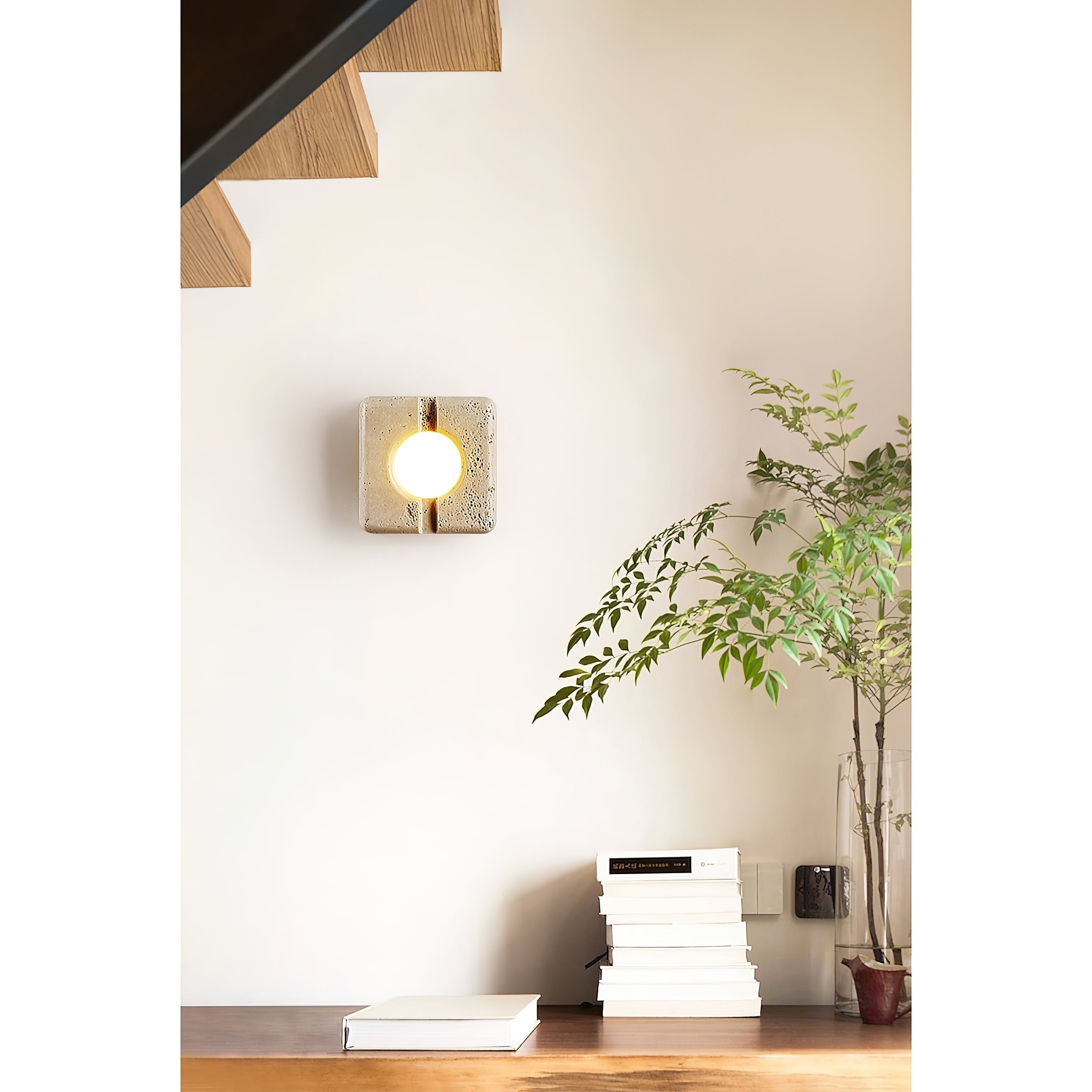 Kosmo Modern Minimalist Clear Travertine Wall Lamp - Lamp Copper