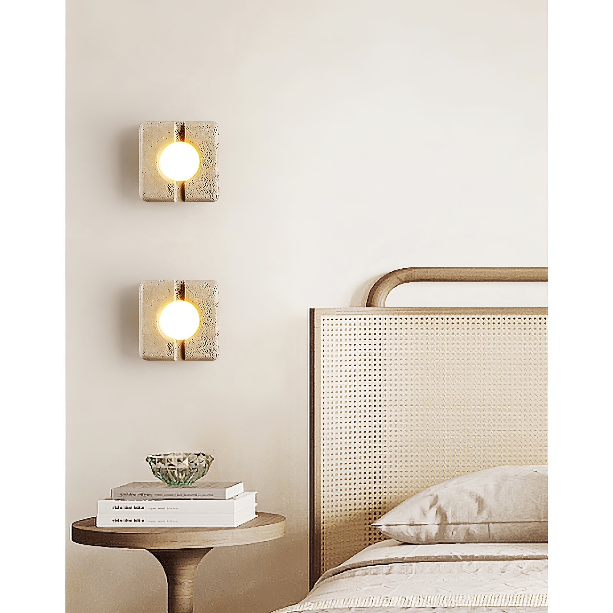 Kosmo Modern Minimalist Clear Travertine Wall Lamp - Lamp Copper