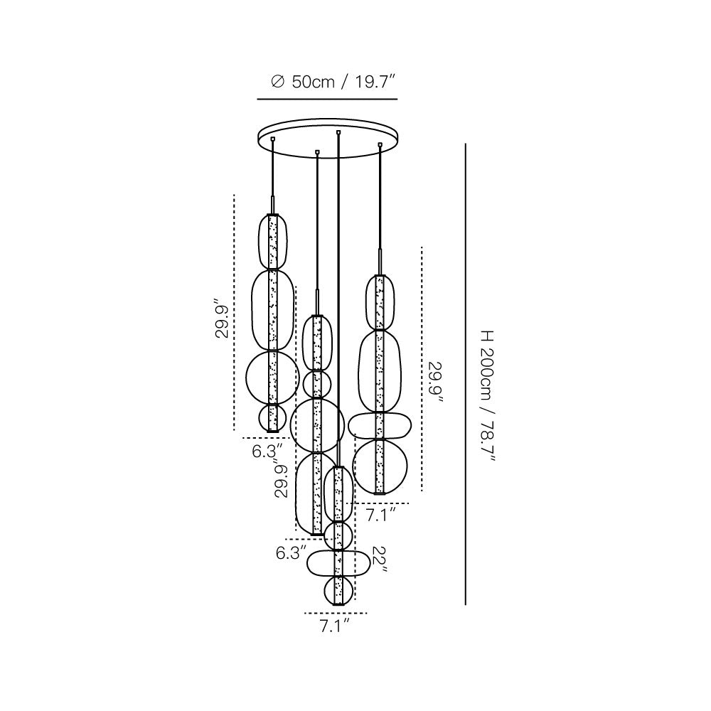 Cunorara Premium Art Stained Glass Chandelier - Lamp Copper