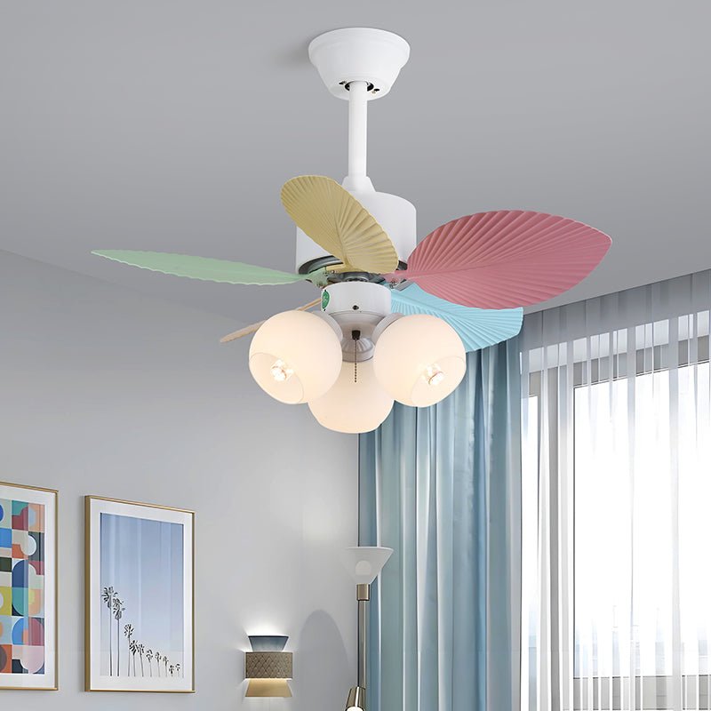 Plafonnier ventilateur Liora en verre multicolore, Modèle O