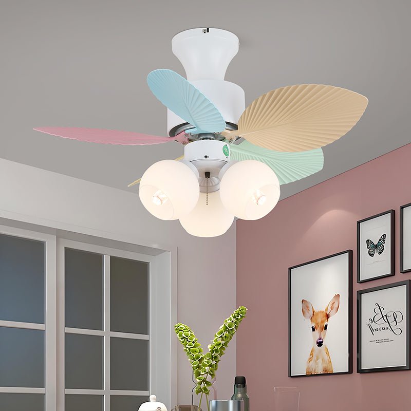 Plafonnier ventilateur Liora en verre multicolore, Modèle B