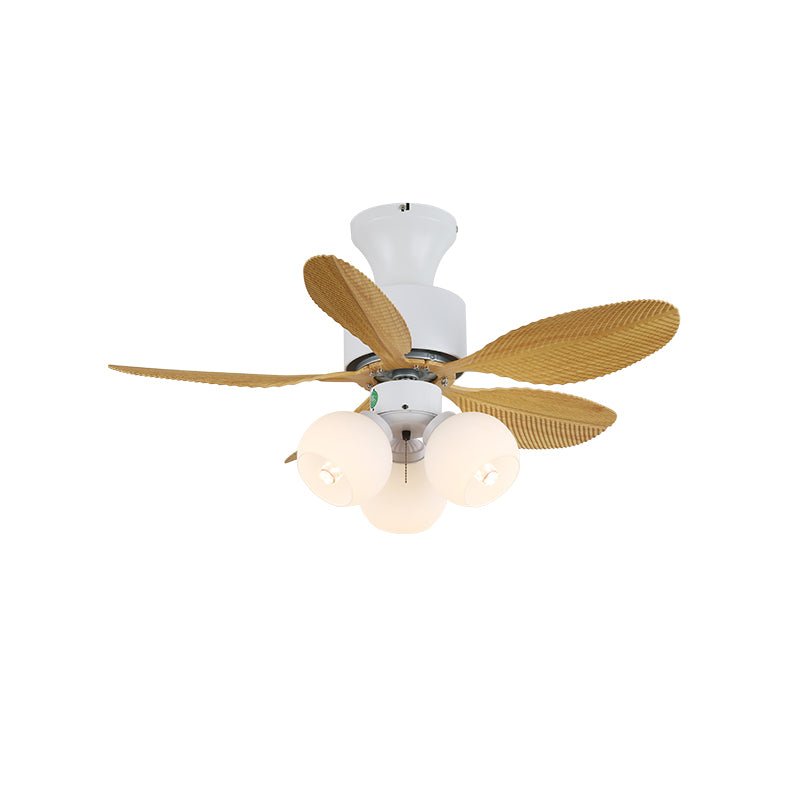 Vue détaillée du plafonnier ventilateur Liora en verre multicolore