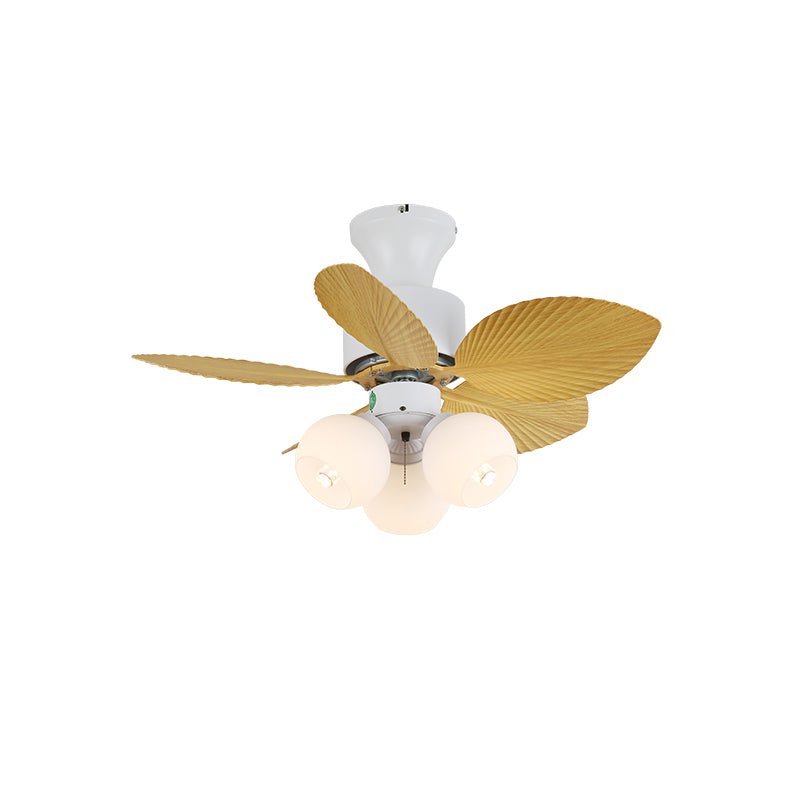 Vue détaillée du plafonnier ventilateur Liora en verre multicolore