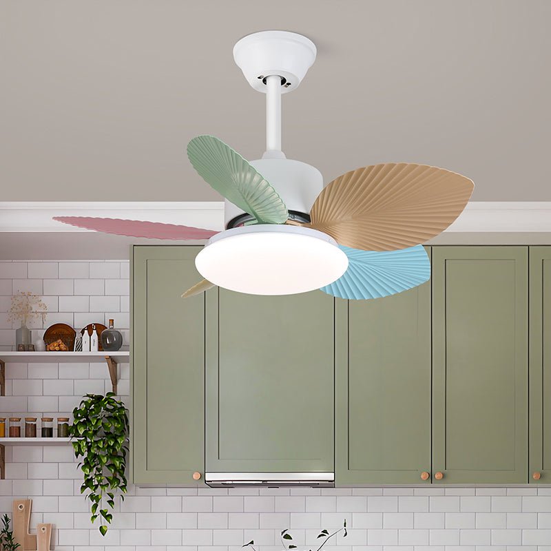 Plafonnier ventilateur Liora en verre multicolore, Modèle F