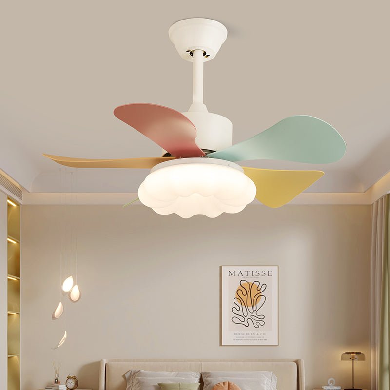 Plafonnier ventilateur Liora en verre multicolore, Modèle H
