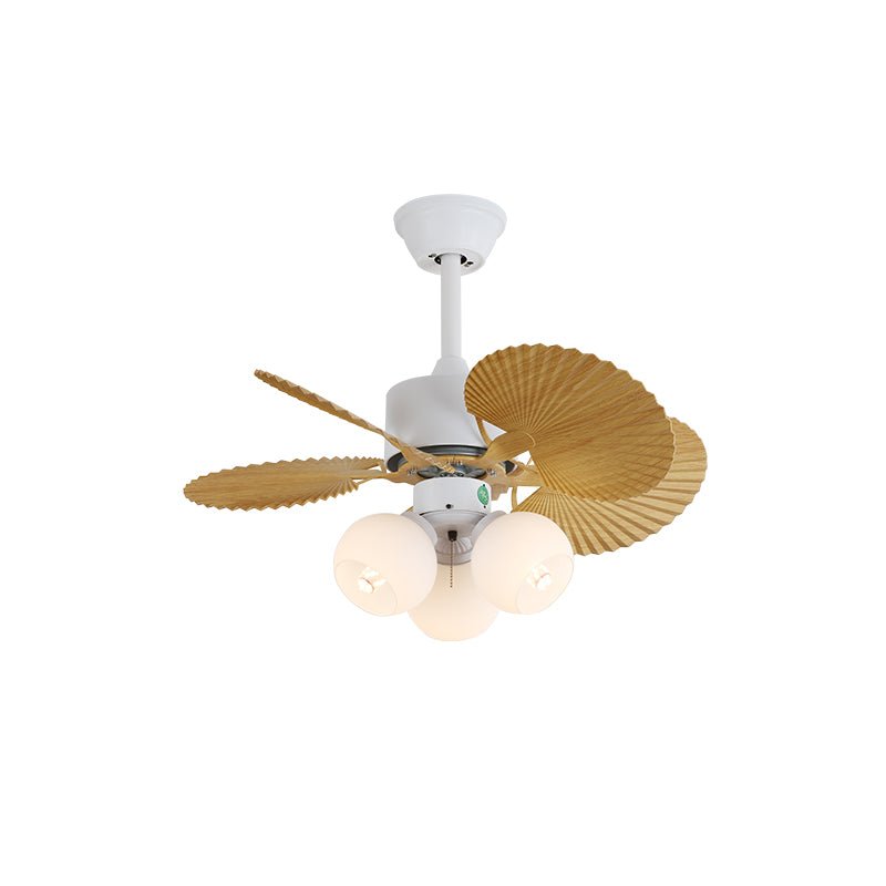 Vue détaillée du plafonnier ventilateur Liora en verre multicolore