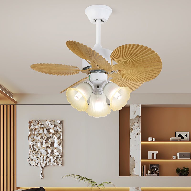 Plafonnier ventilateur Liora en verre multicolore, Modèle K