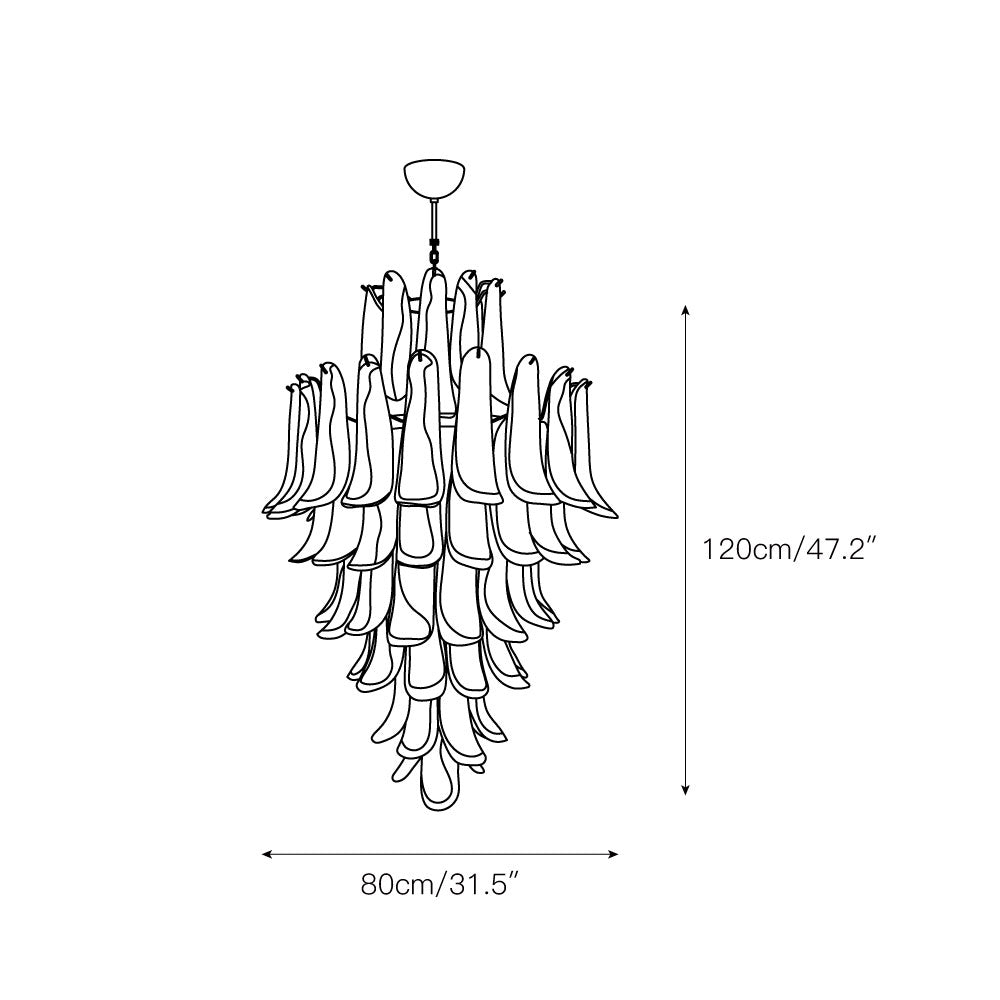 Zinc Lustre en Verre et Métal Postmoderne de Luxe en Forme de Pétale - Neutralighting