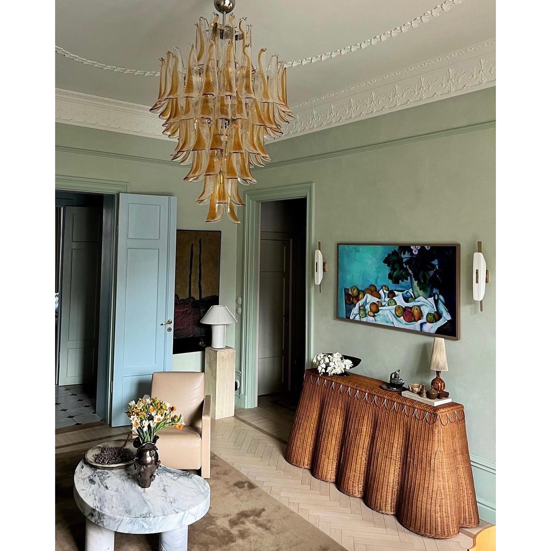 Zinc Lustre en Verre et Métal Postmoderne de Luxe en Forme de Pétale - Neutralighting
