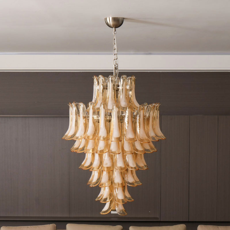 Zinc Lustre en Verre et Métal Postmoderne de Luxe en Forme de Pétale - Neutralighting