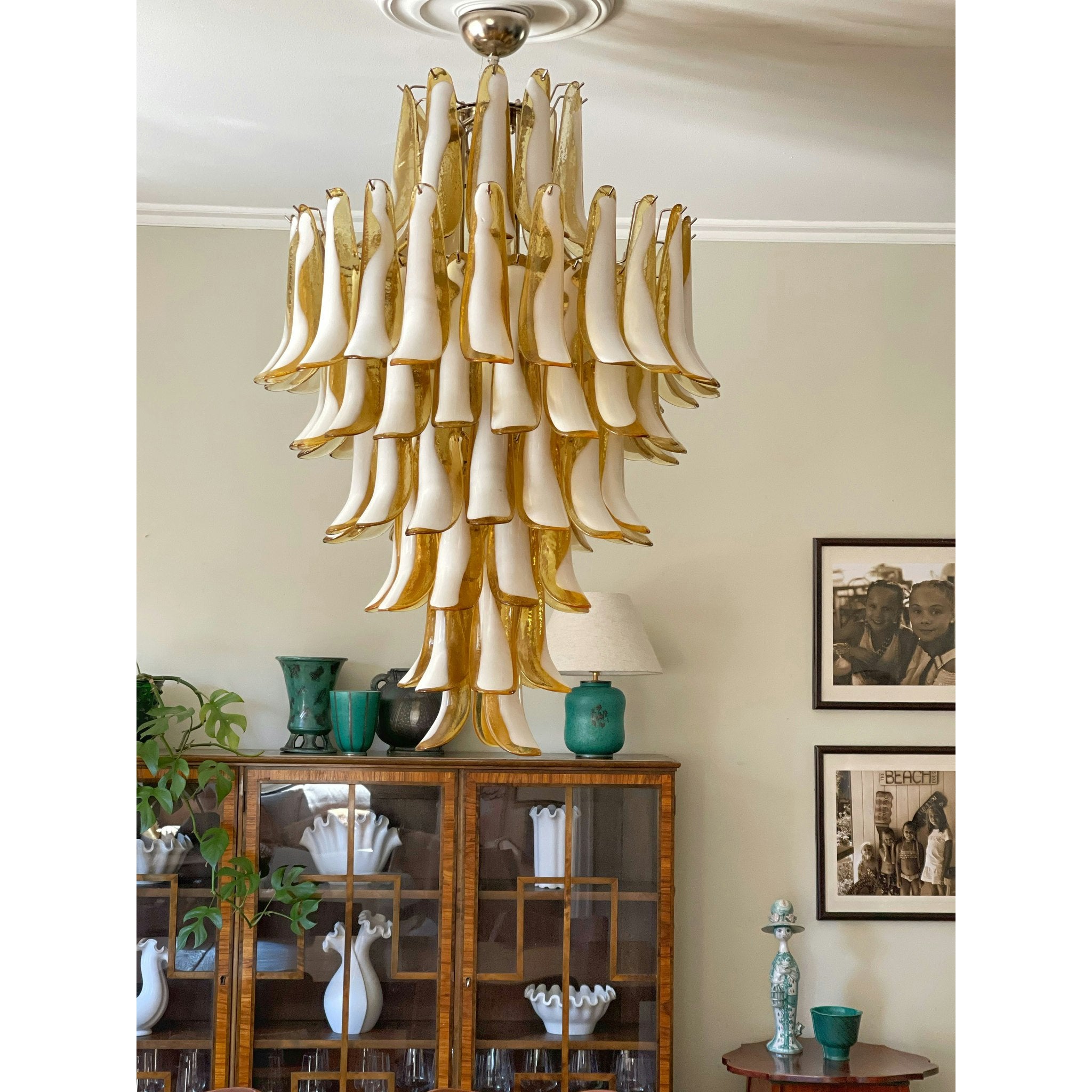 Zinc Lustre en Verre et Métal Postmoderne de Luxe en Forme de Pétale - Neutralighting