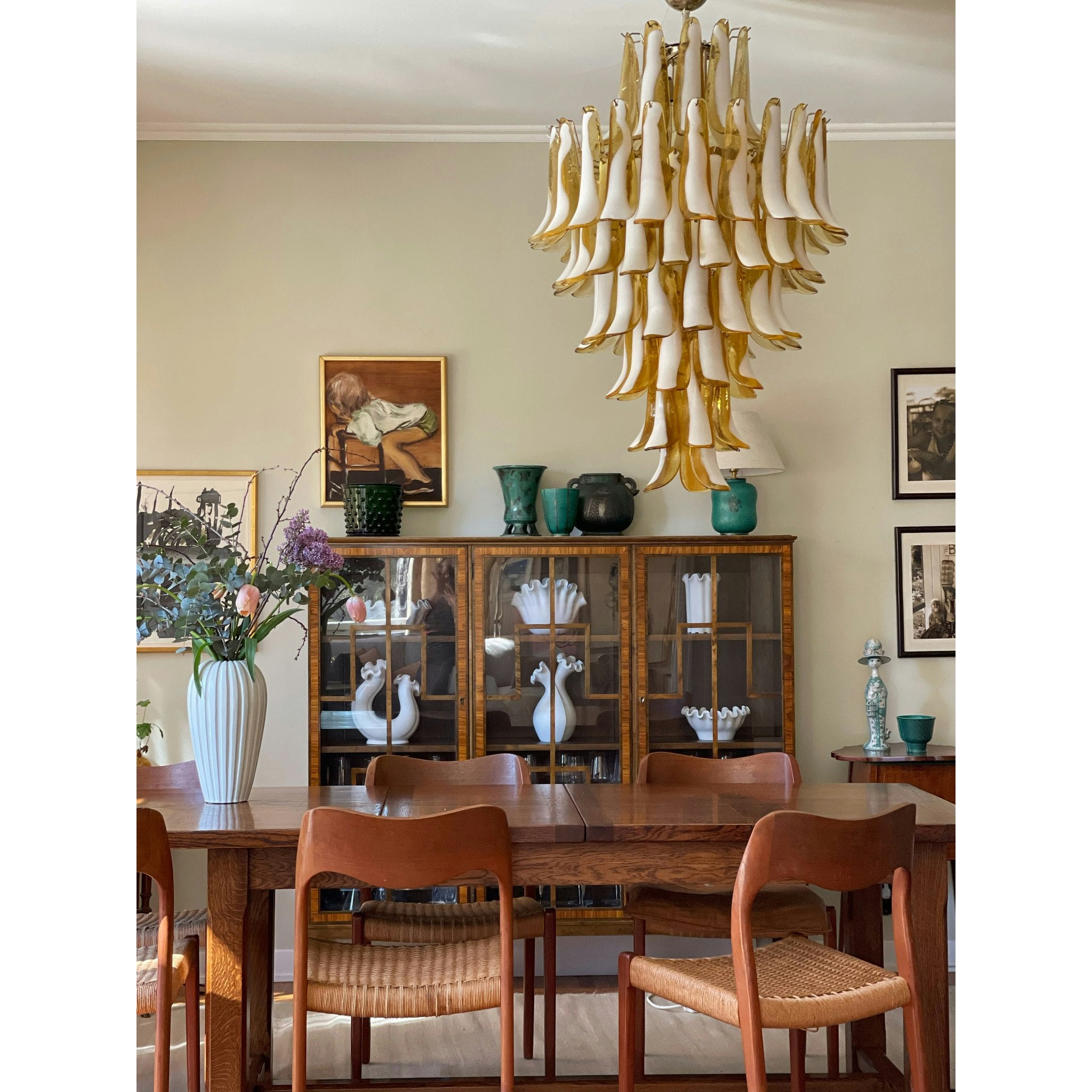 Zinc Lustre en Verre et Métal Postmoderne de Luxe en Forme de Pétale - Neutralighting