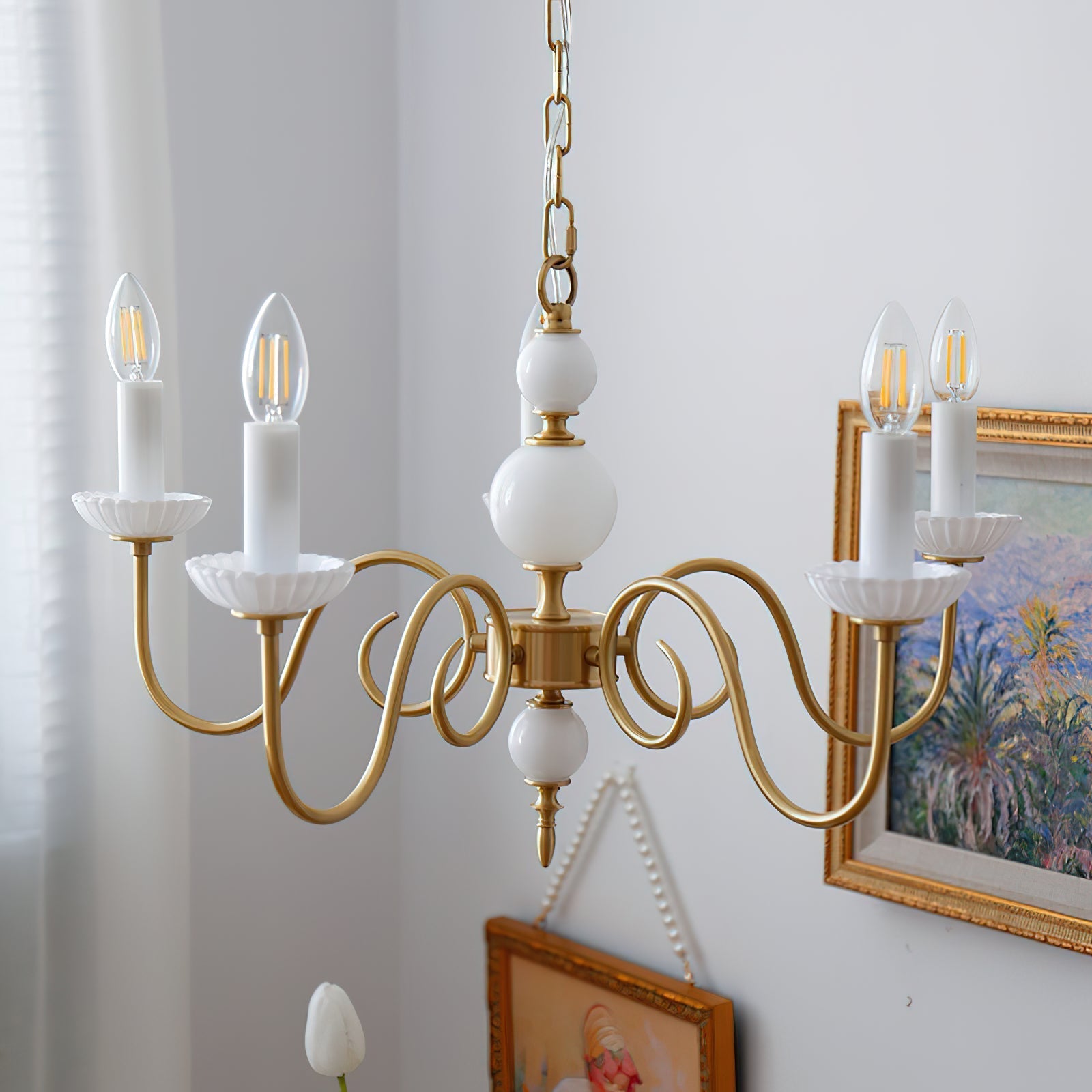 Carlita Lustre Bras Courbés en Or avec Bougies - Neutralighting